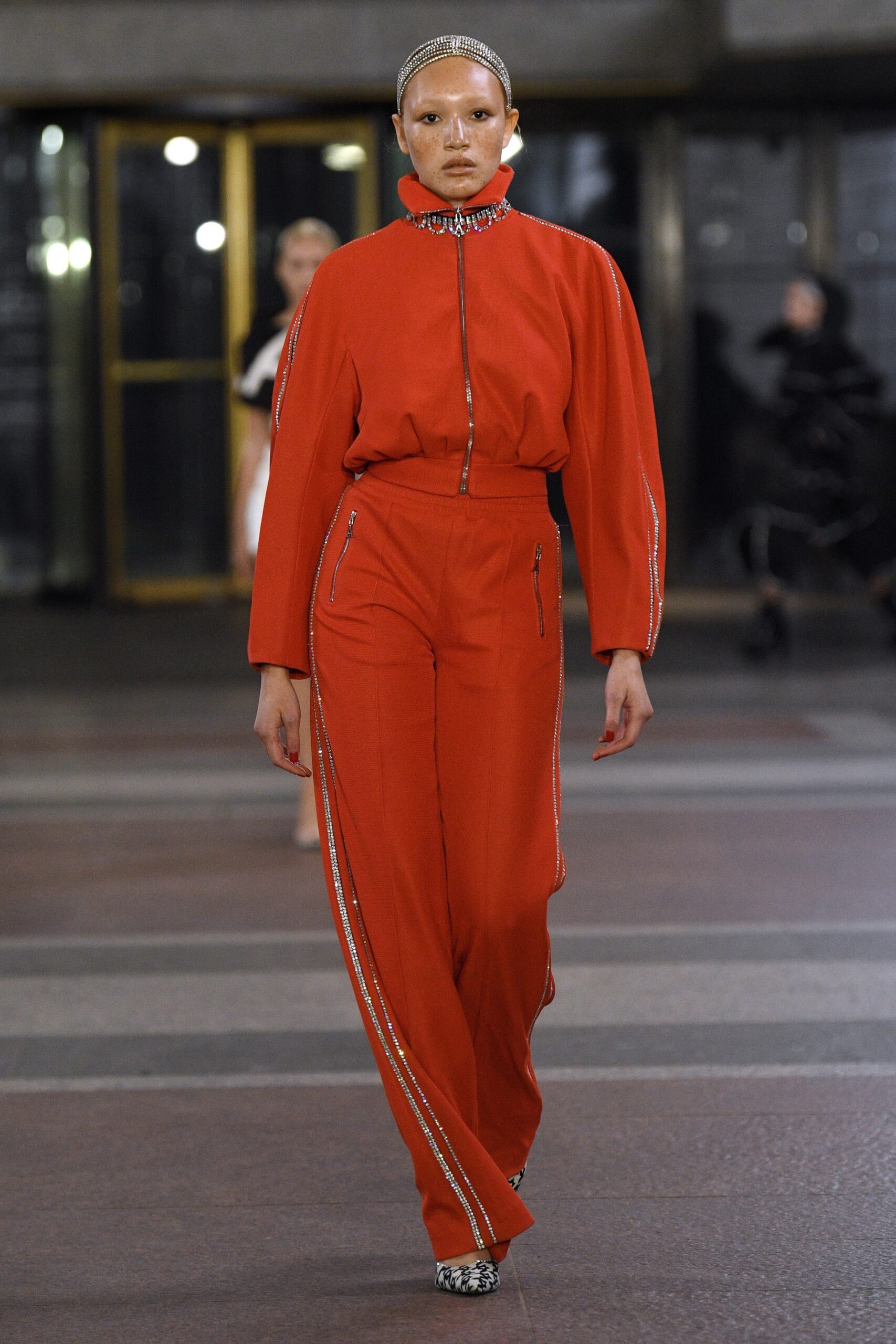 red fitted jumpsuit