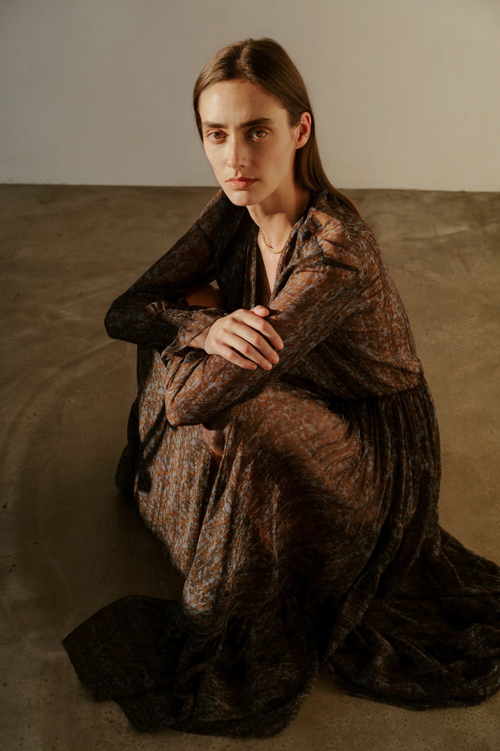 brown multi-colored relaxed maxi dress