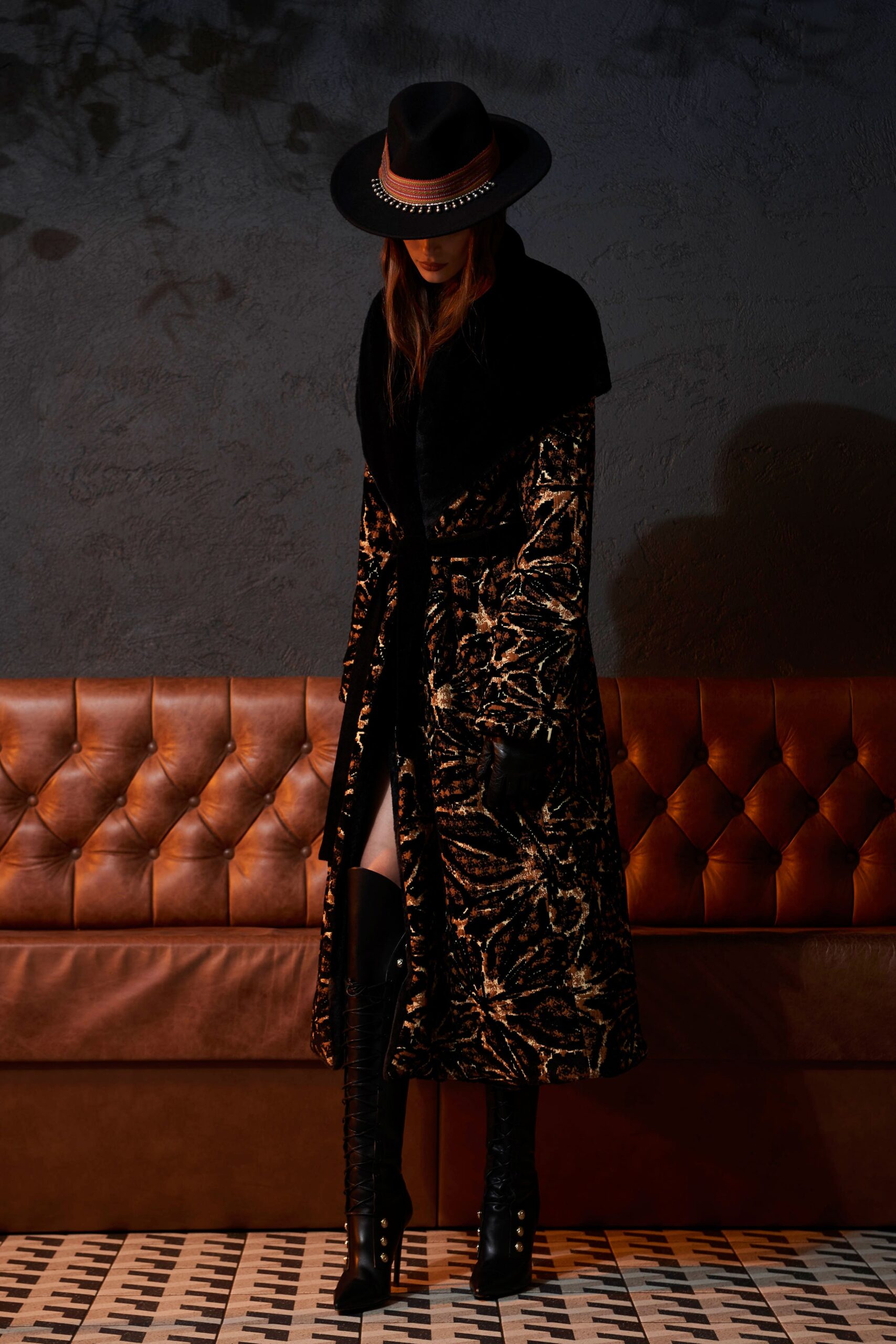 black velvet embroidered coat