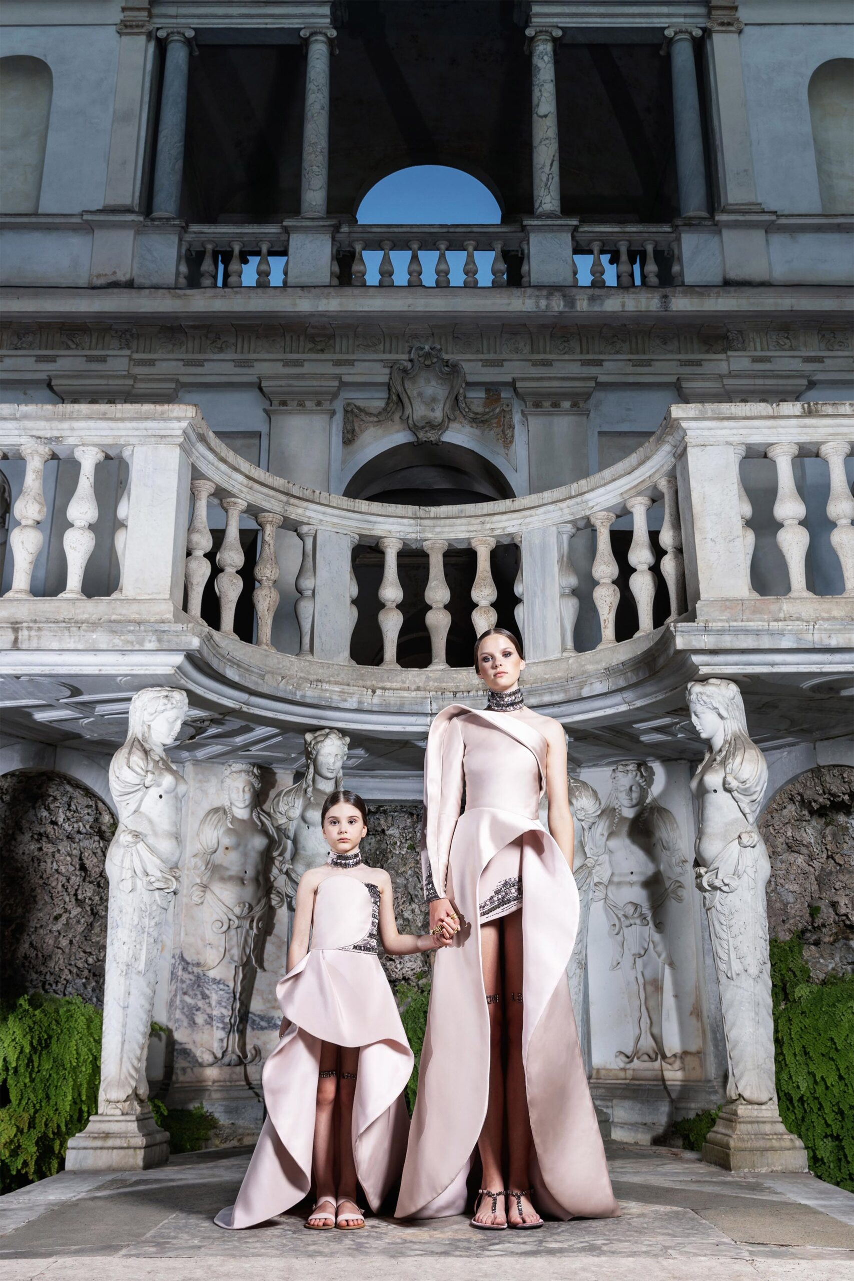 pink silk asymmetric gowns