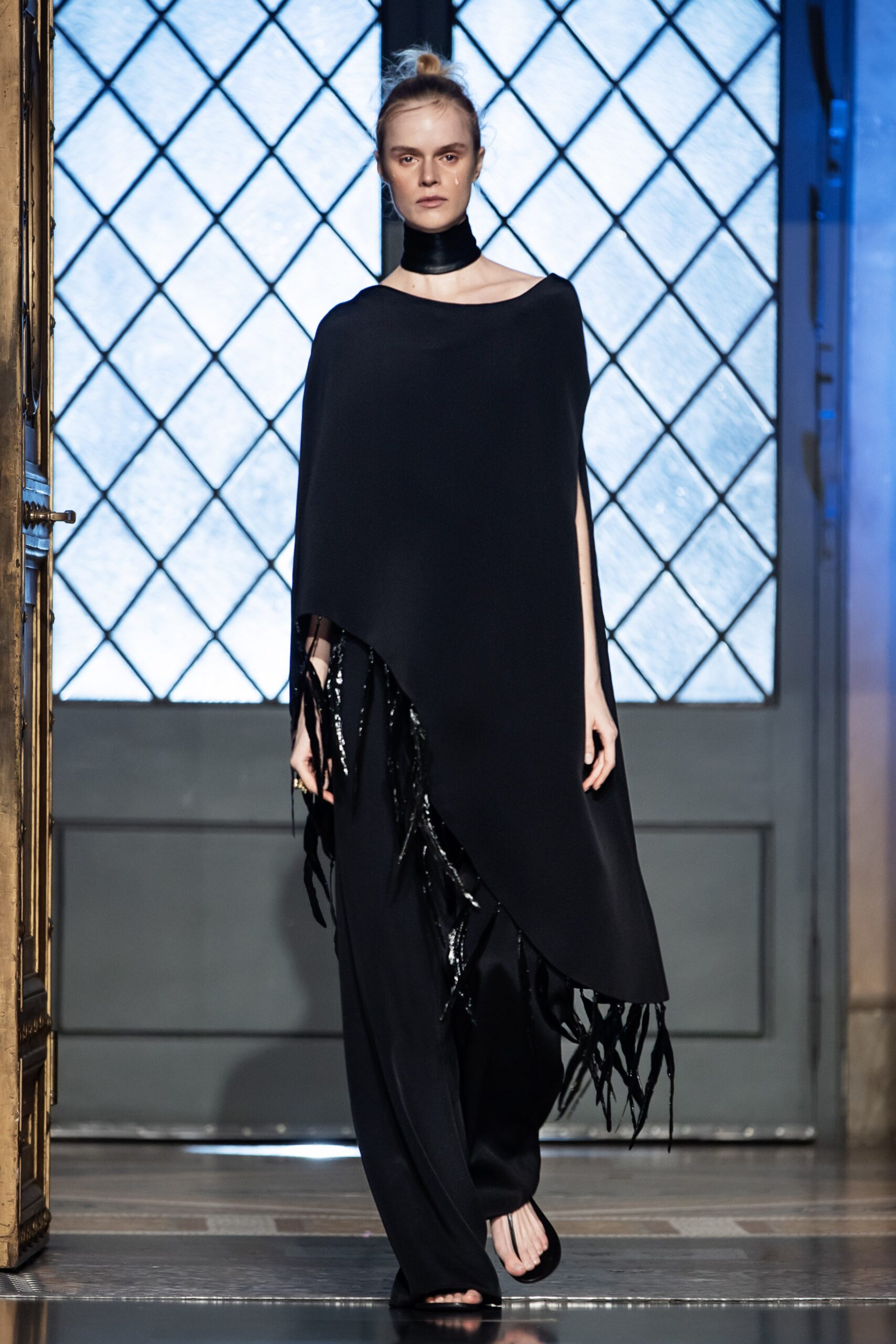 black wool poncho and pants