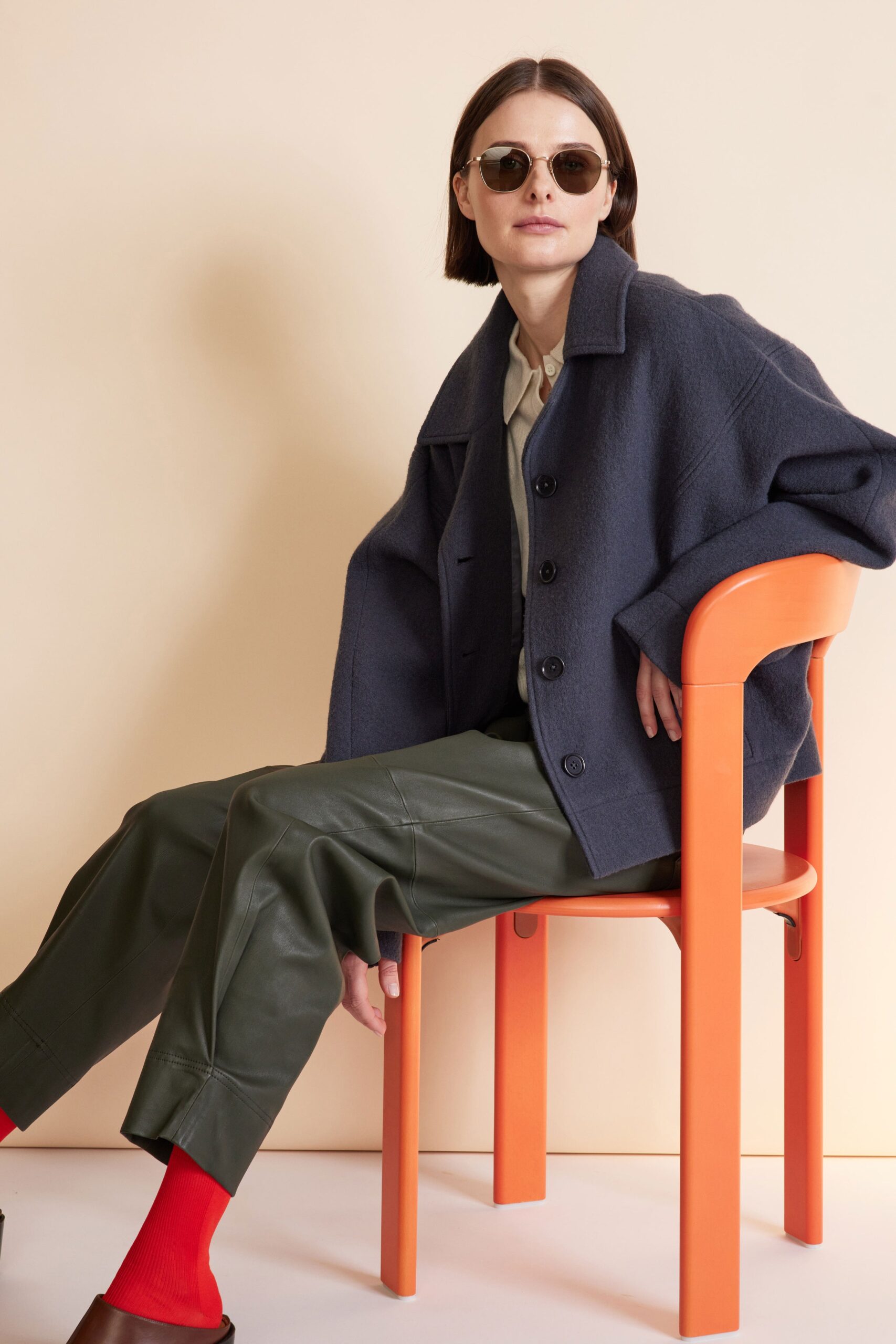 gray oversized wool jacket