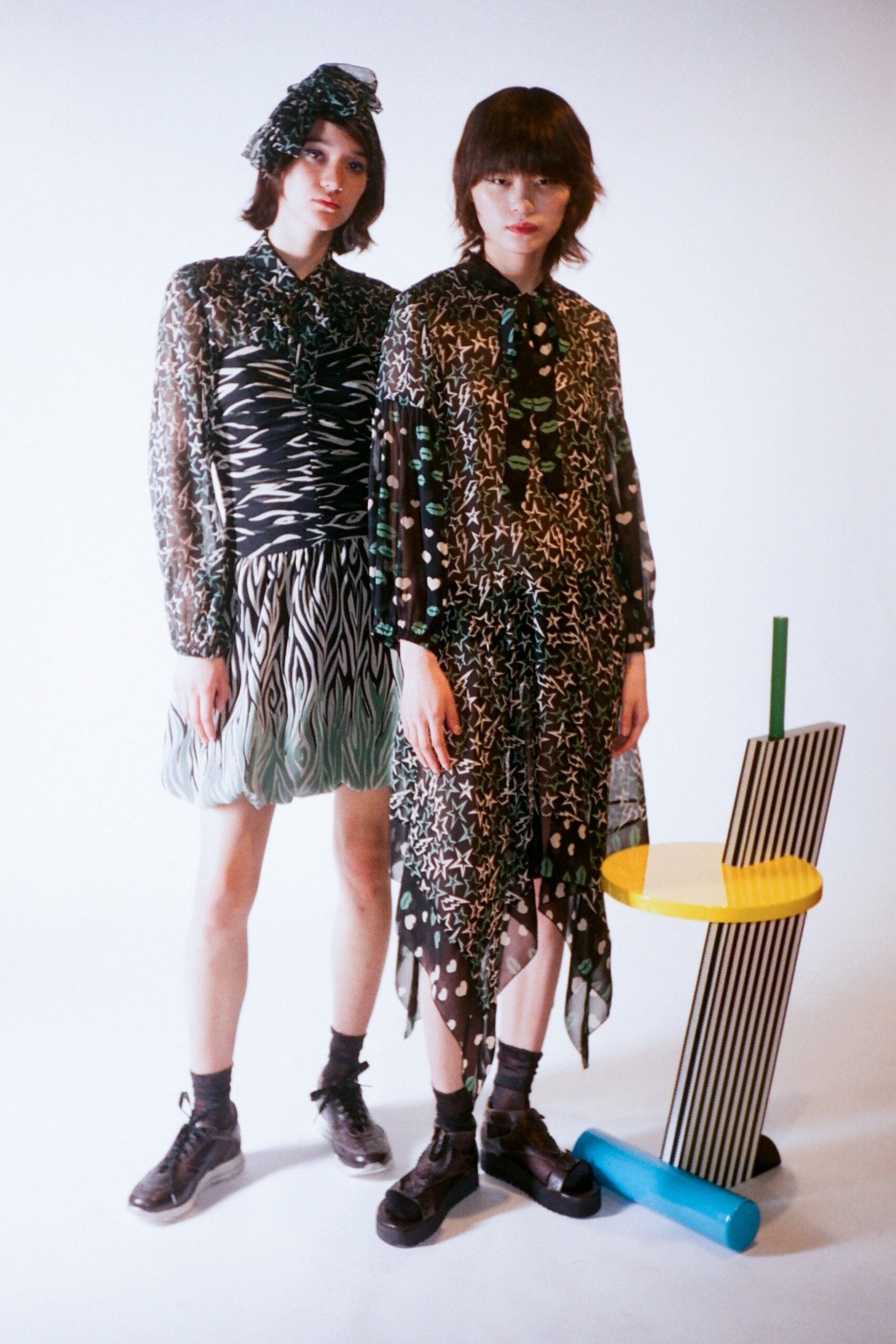 black and white printed midi dresses