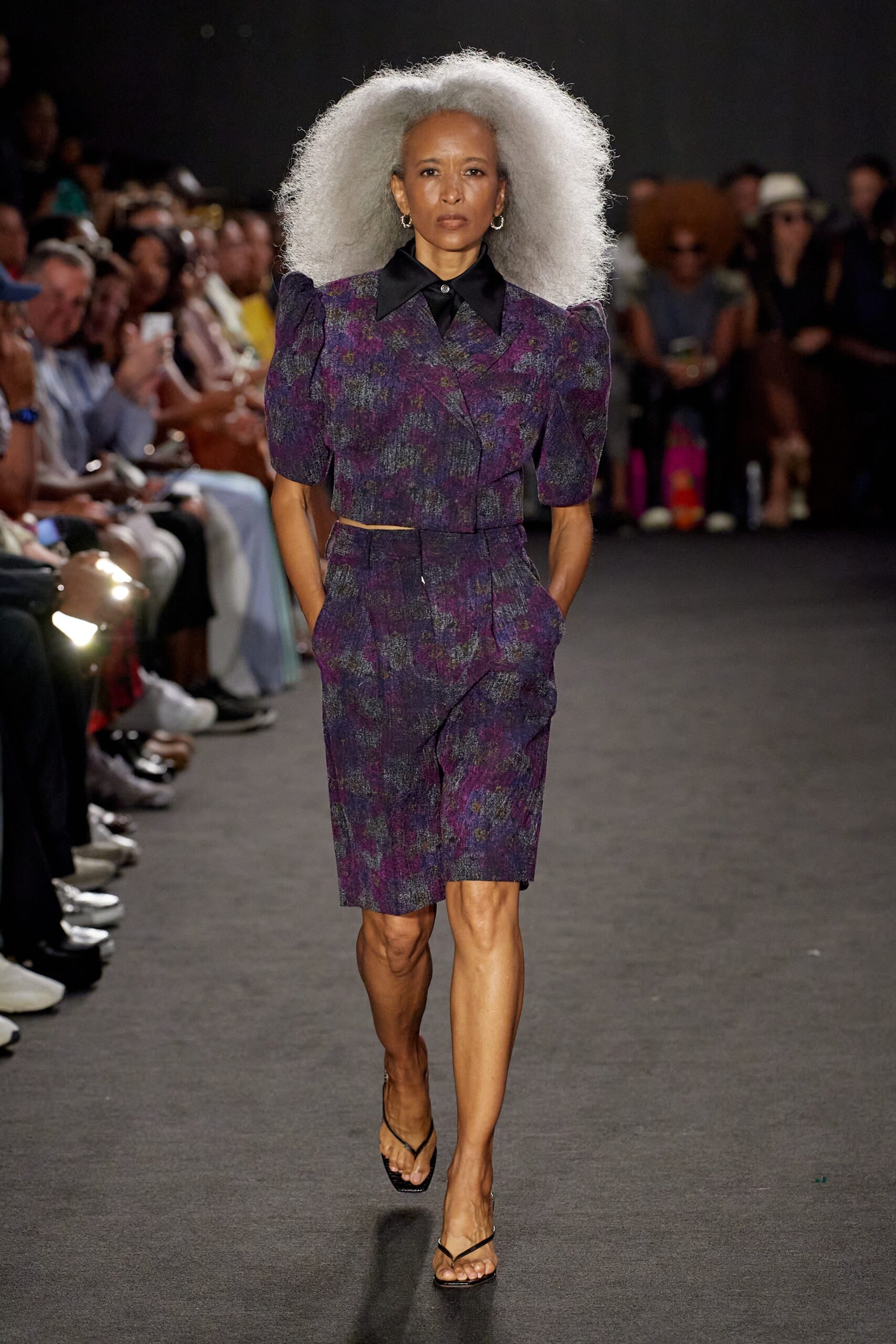 fitted purple cotton suit