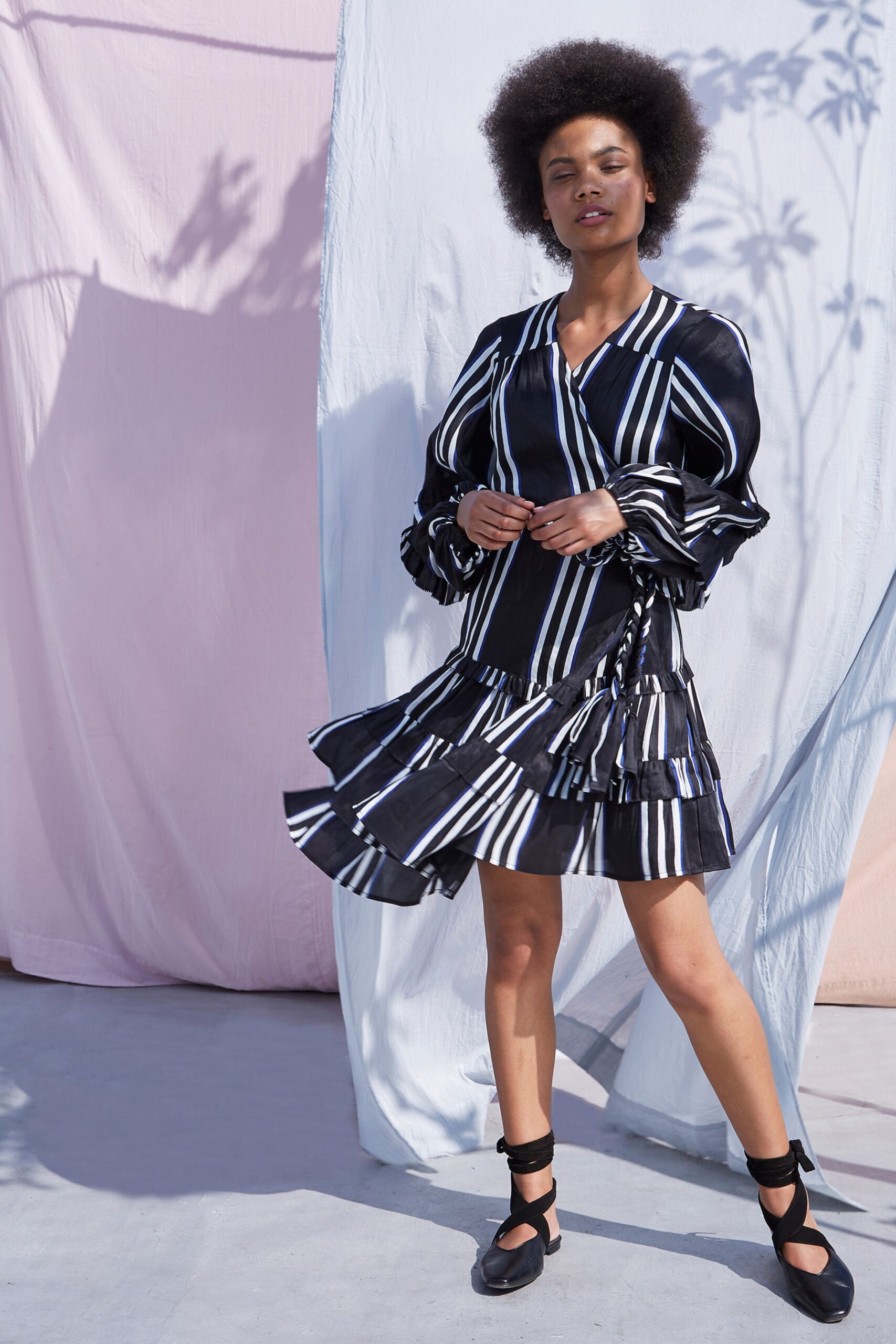 black and white striped mini dress
