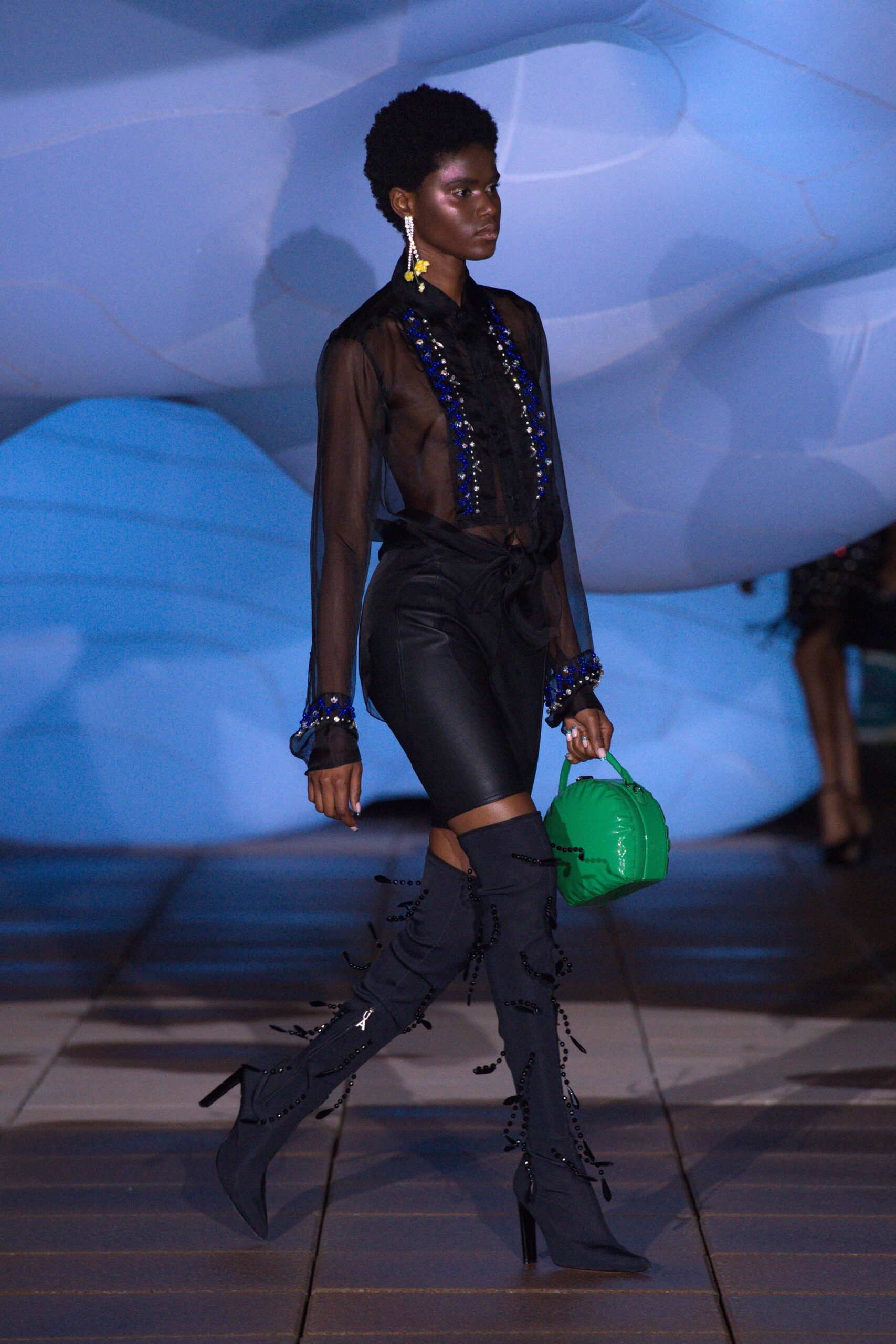 black silk shirt with leather pants