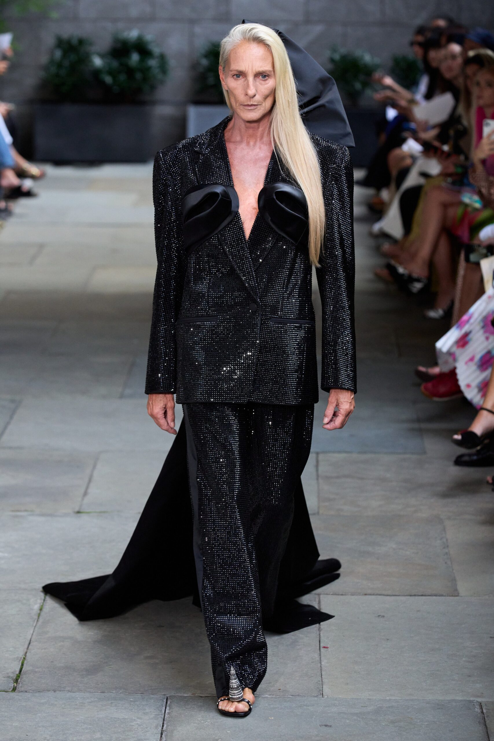 black embellished tailored suit