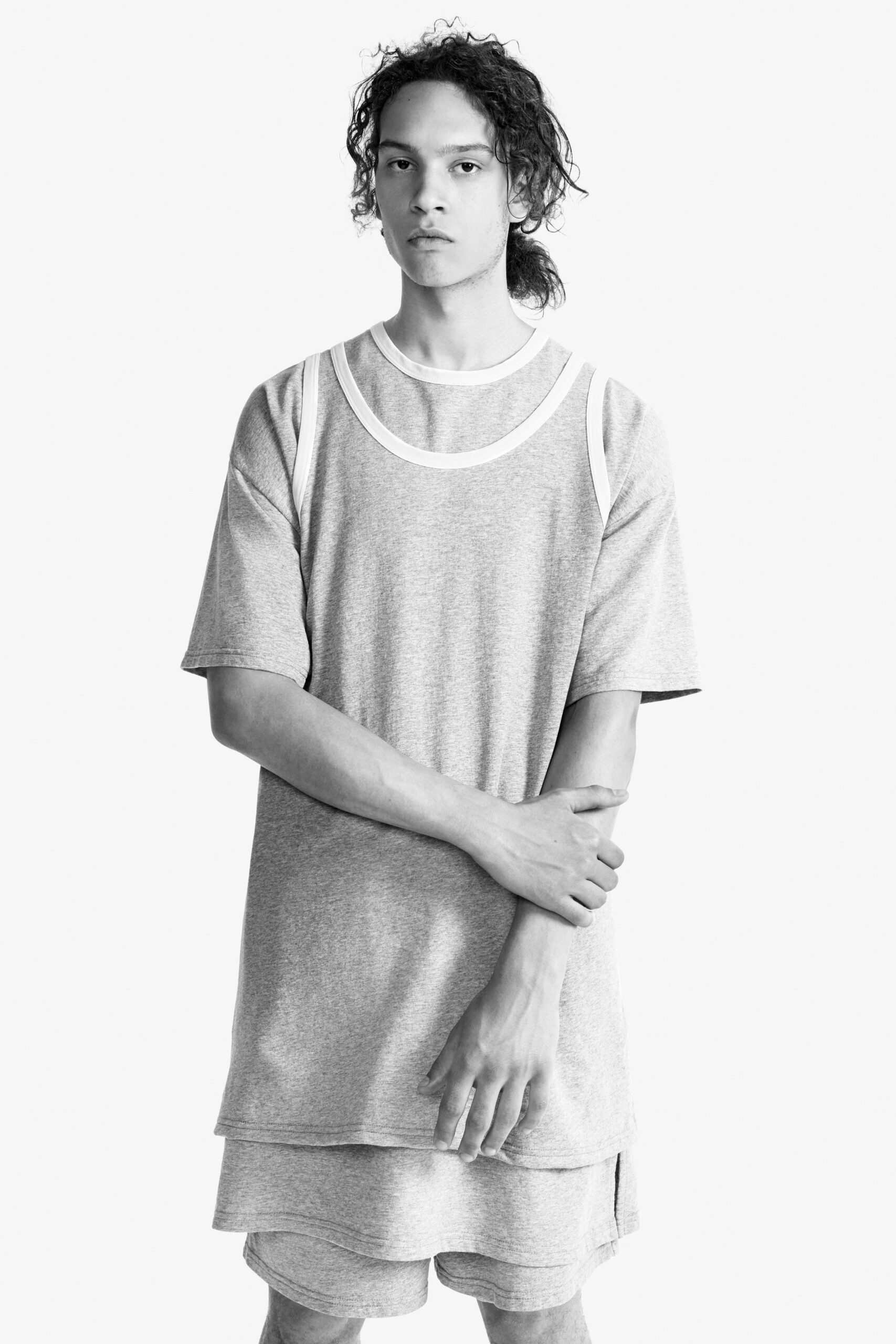 gray relaxed t-shirt and shorts