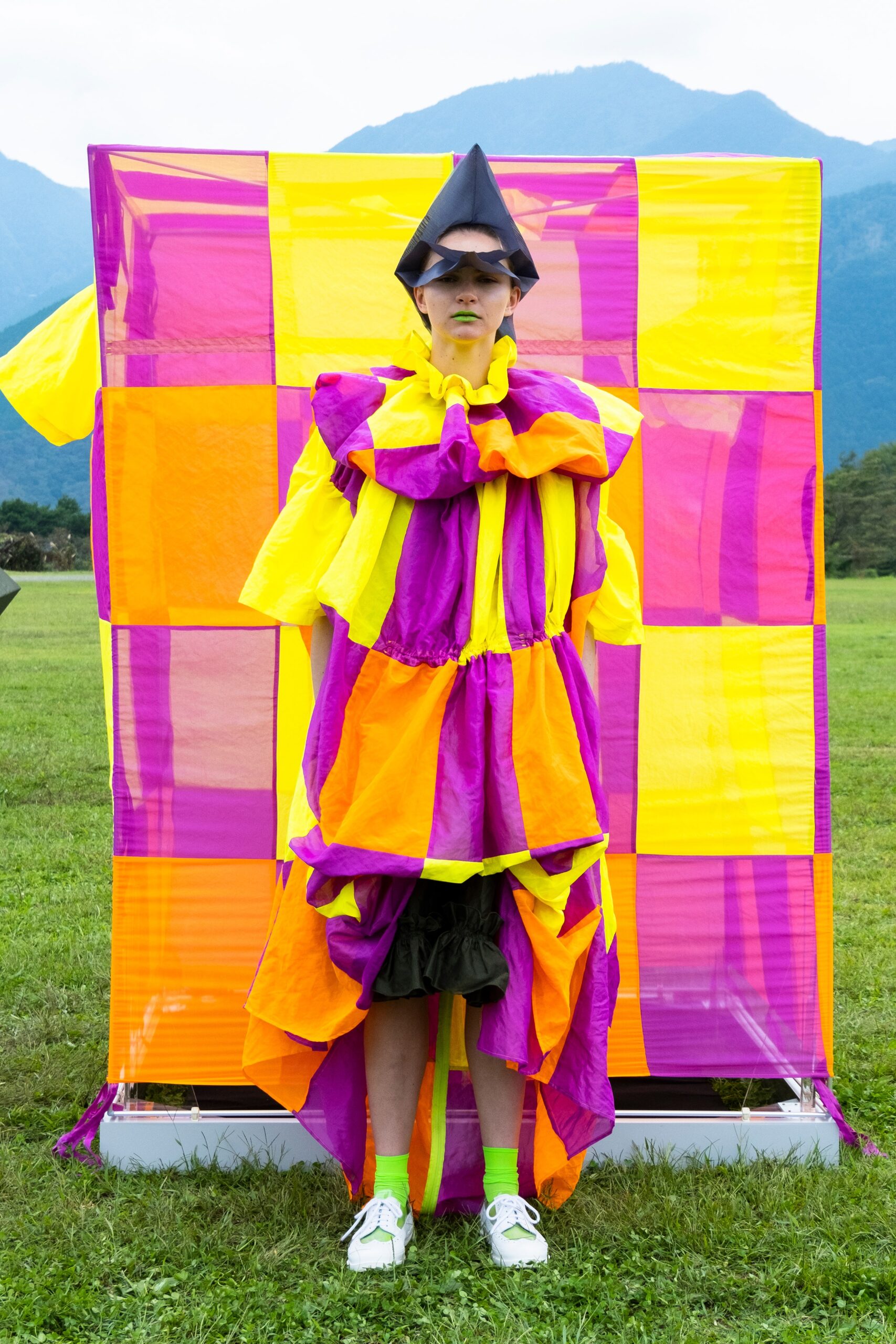 colorful layered midi dress
