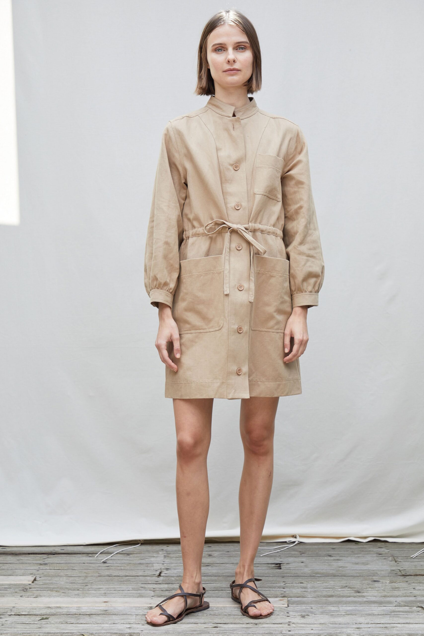 beige cotton relaxed dress