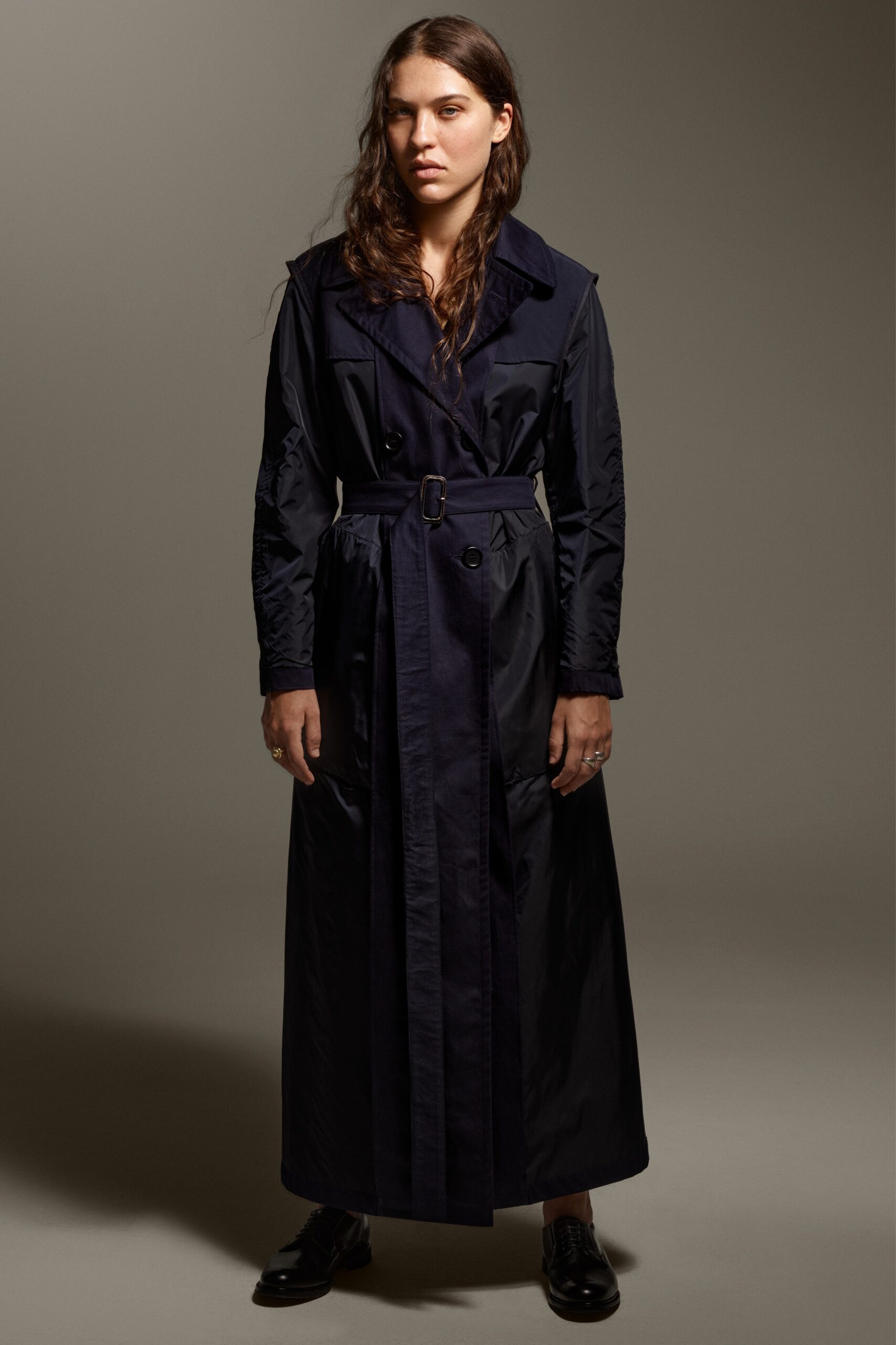 black fitted trench coat