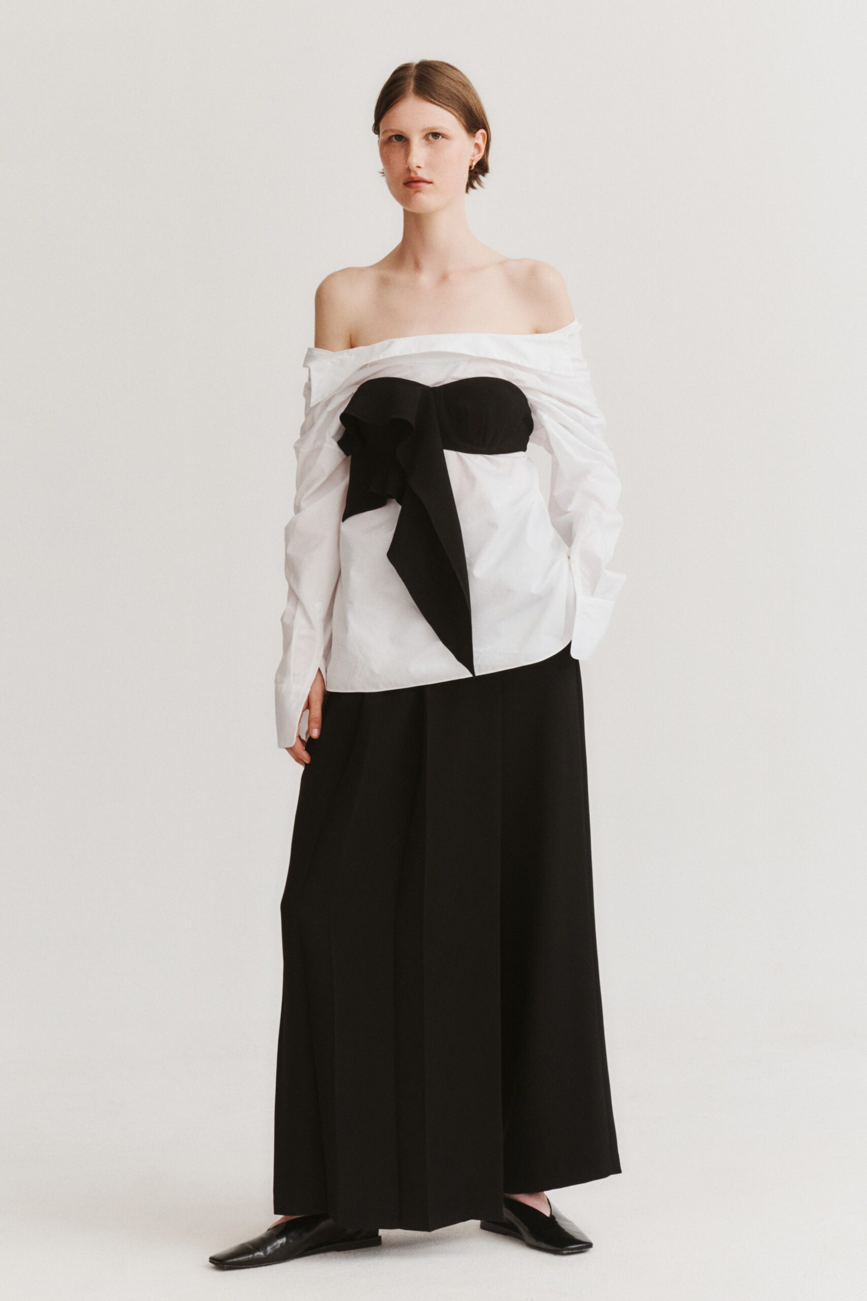 black cotton strapless fitted a-line maxi dress