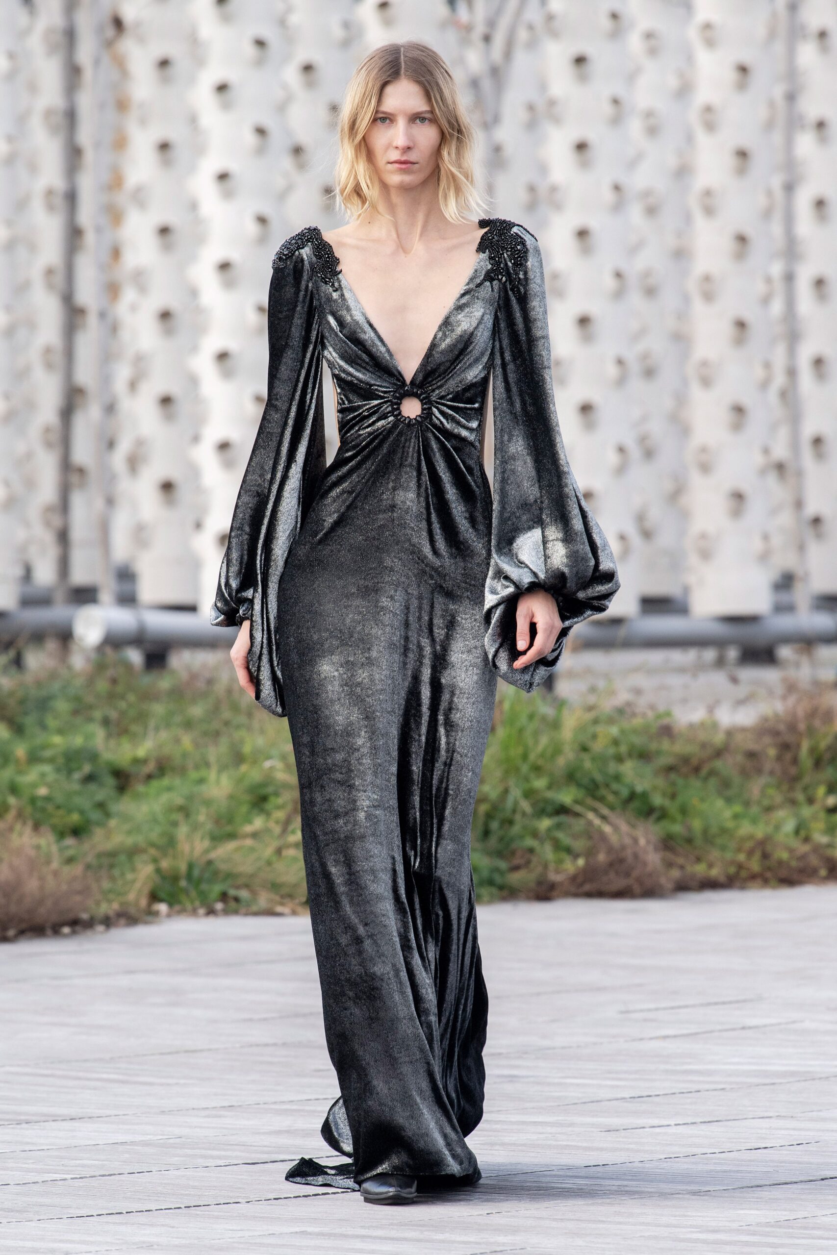 black velvet fitted gown