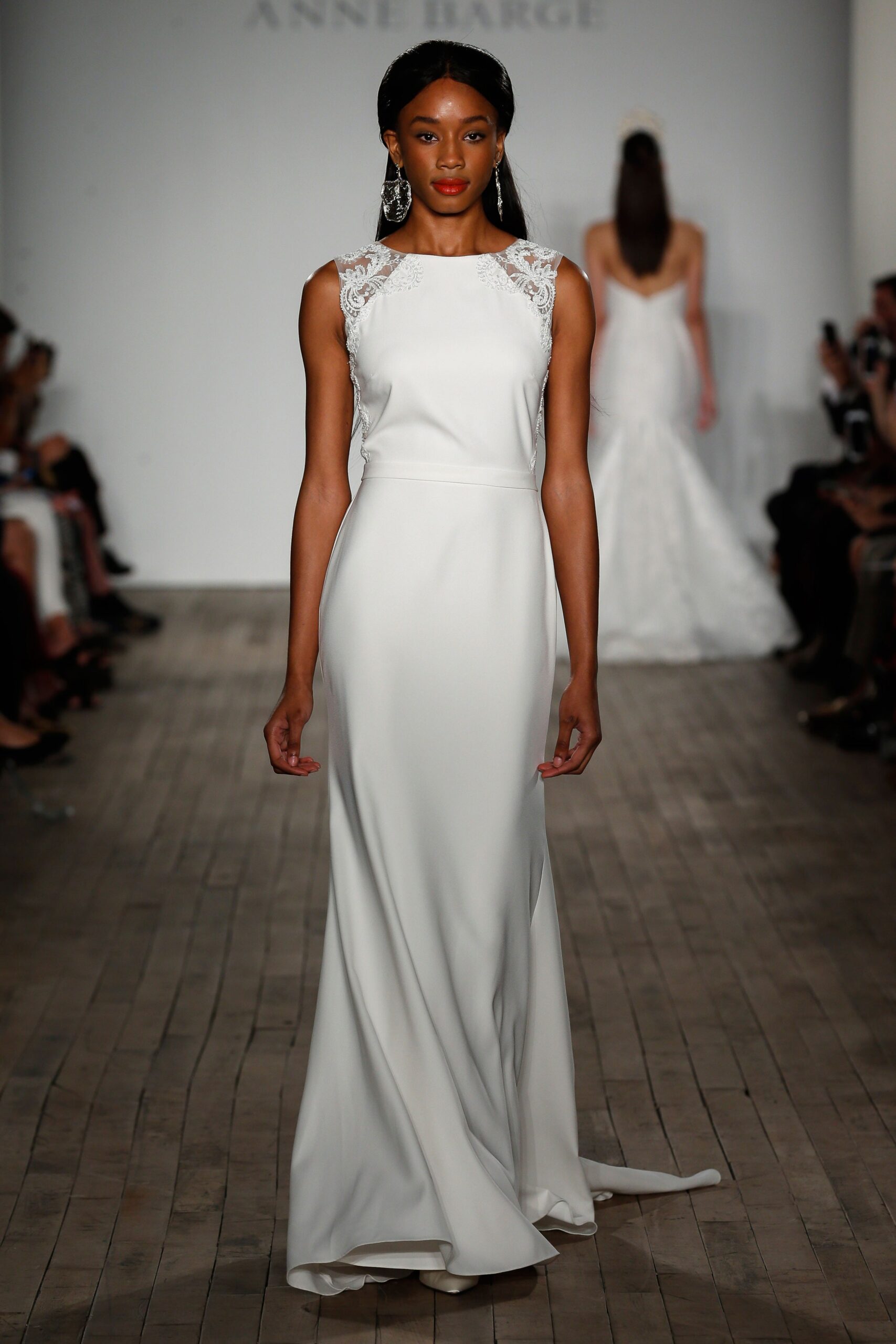 white silk fitted gown
