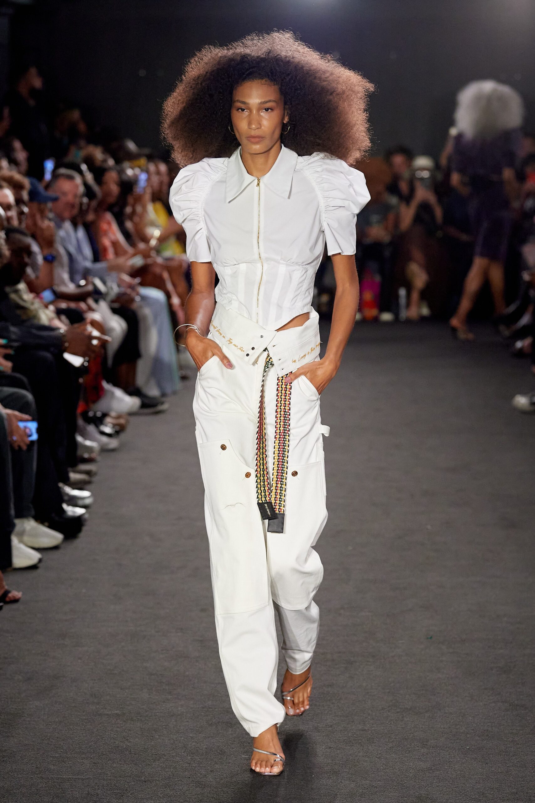 white fitted shirt and relaxed pants