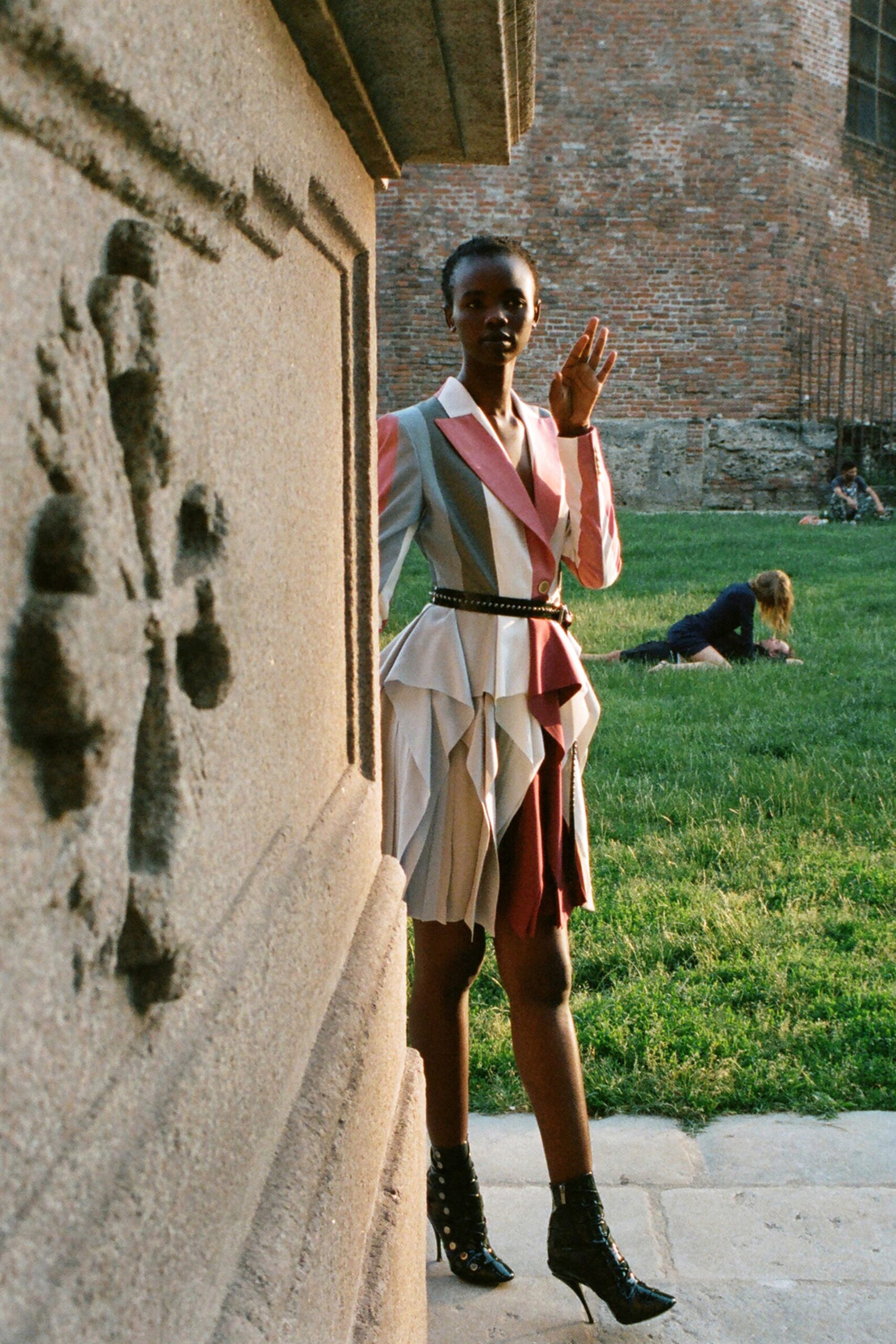 pleated mini dress with collar