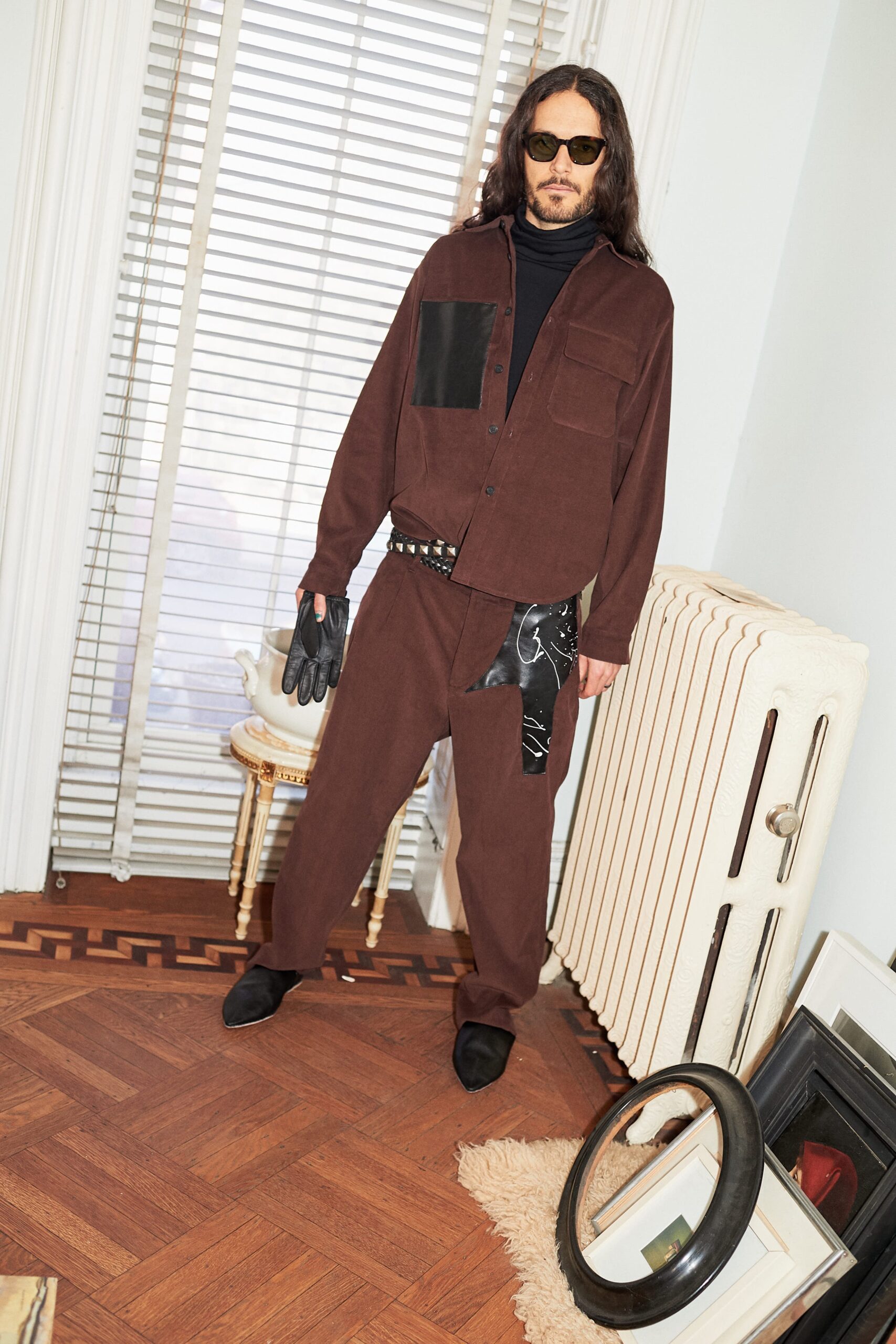 brown relaxed jacket and pants