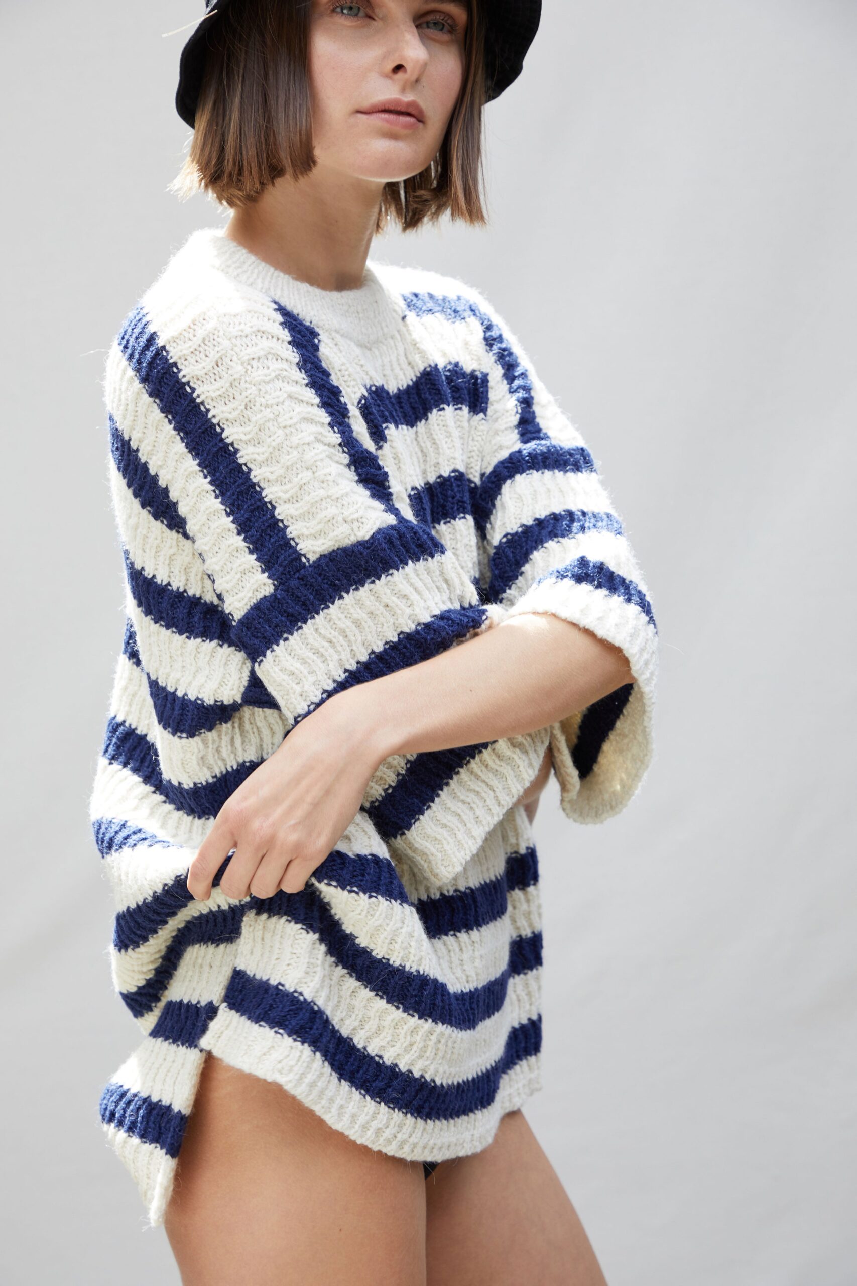 oversized striped cotton top