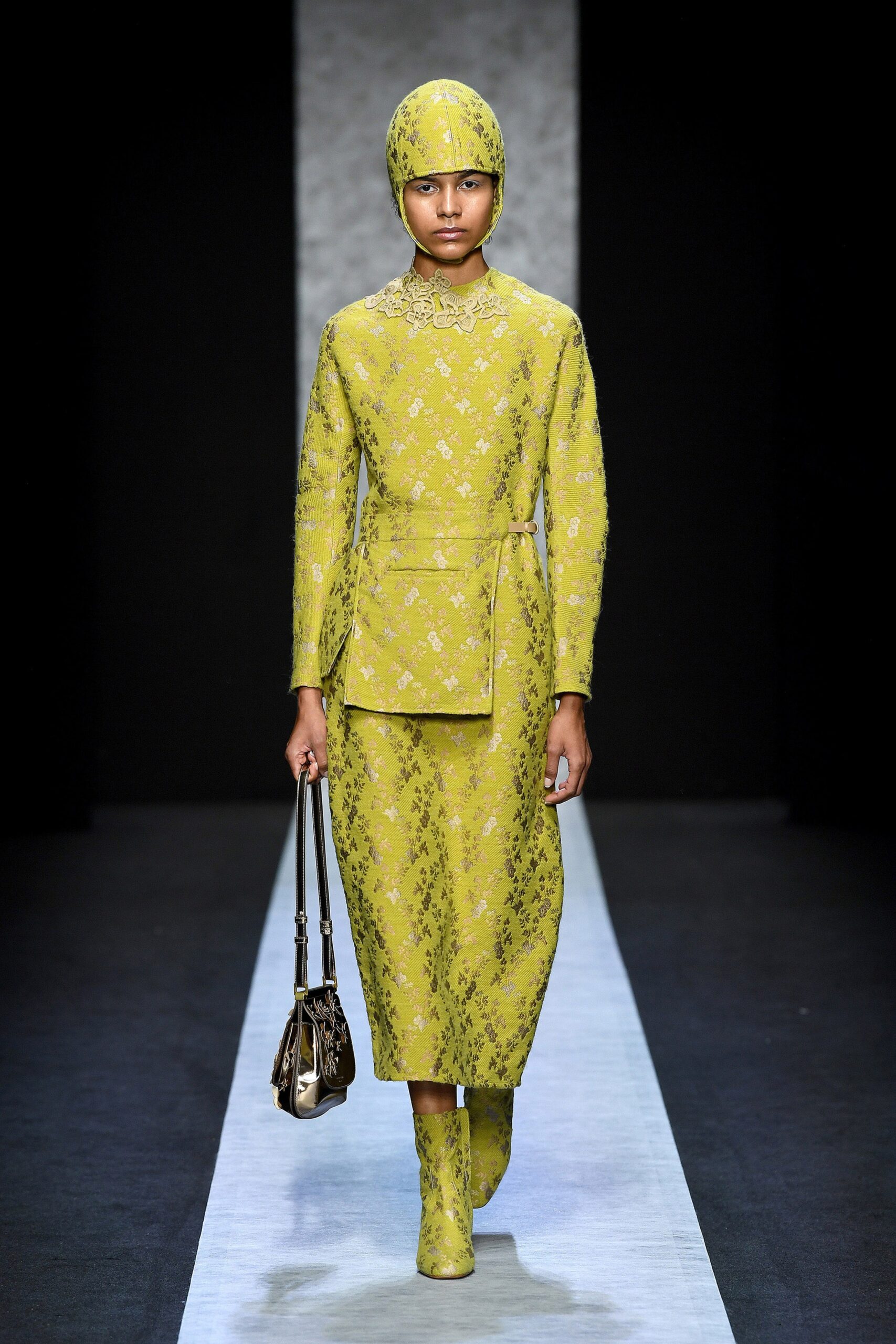 yellow embroidered midi dress