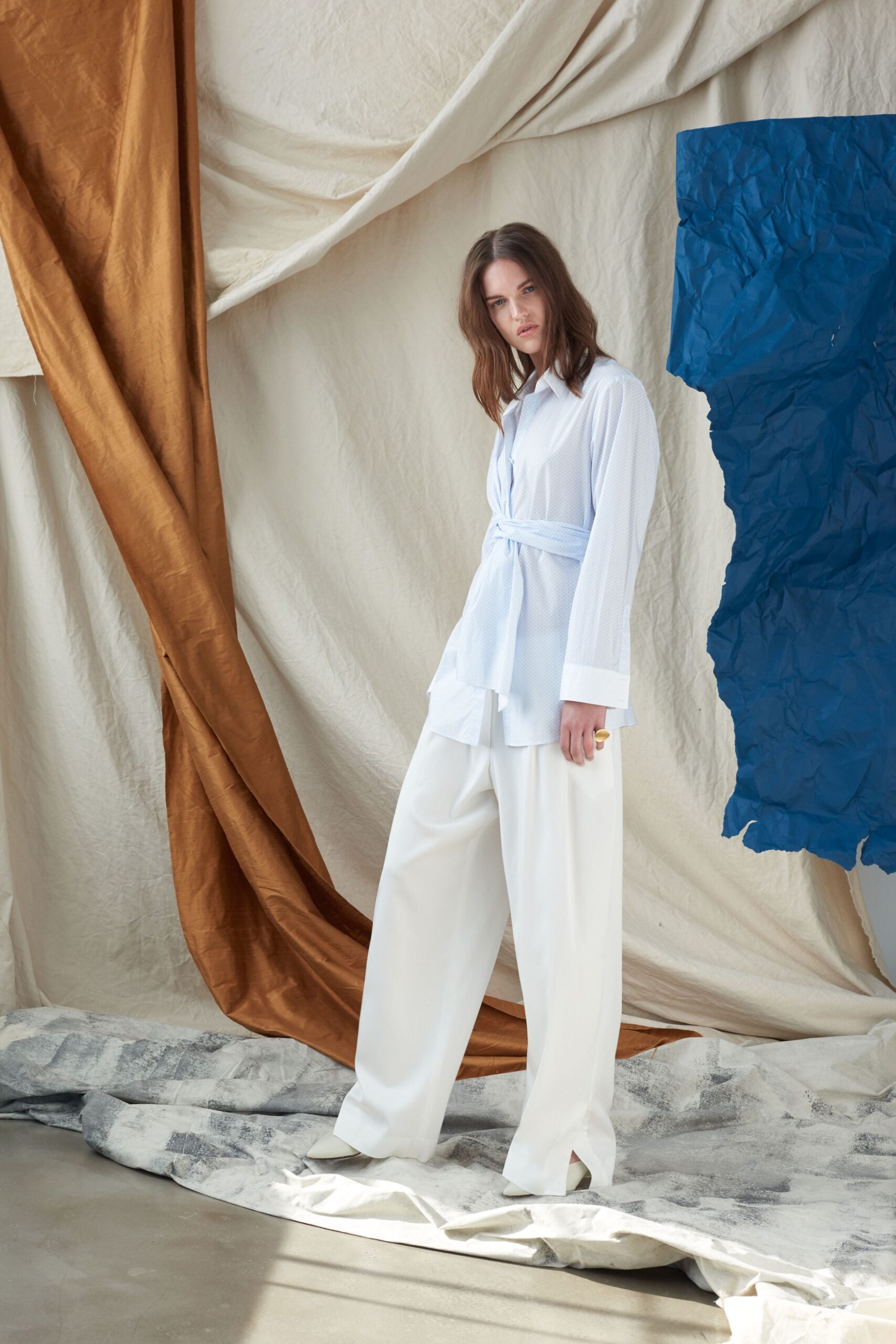 relaxed white shirt and pants