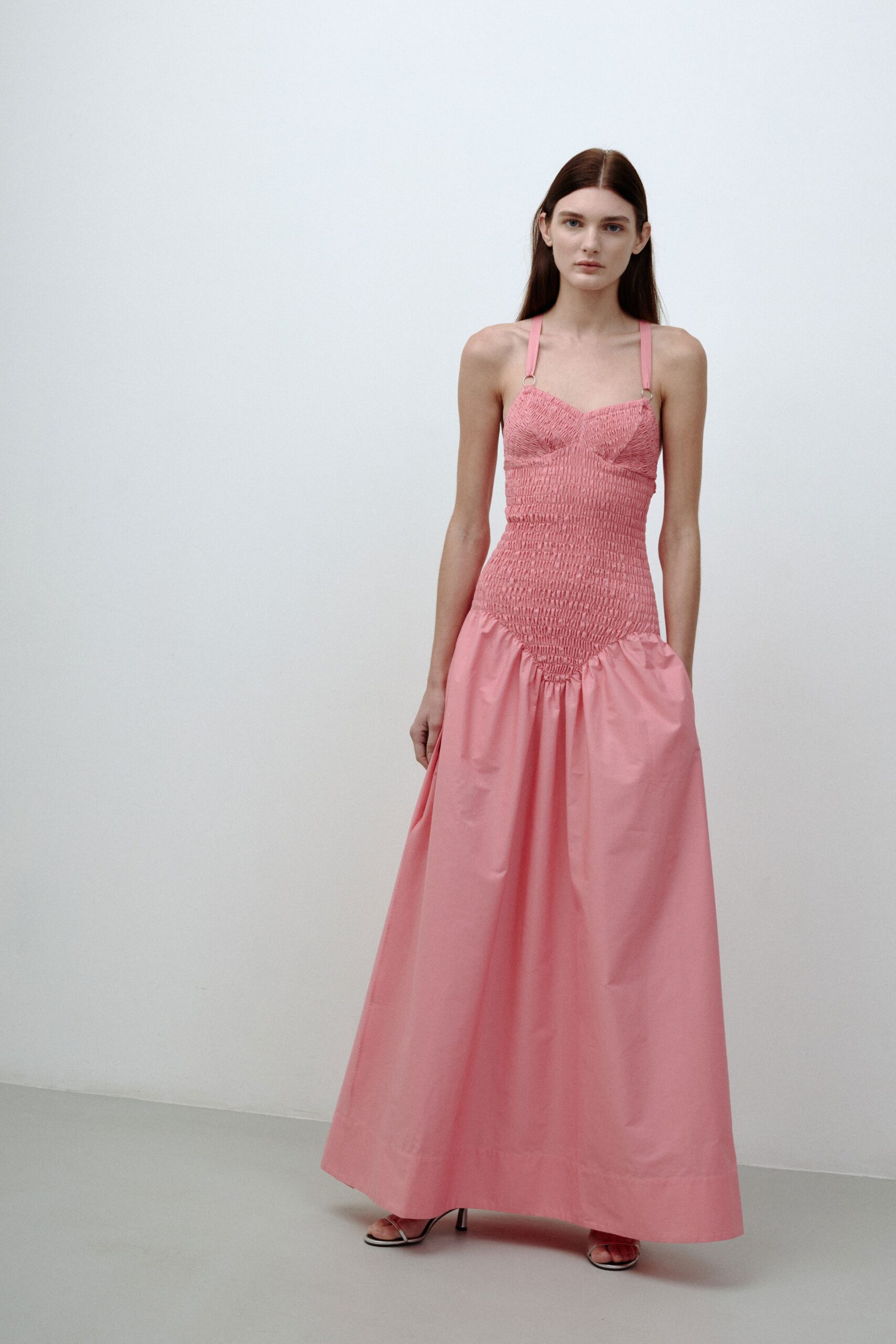 pink cotton sleeveless gown