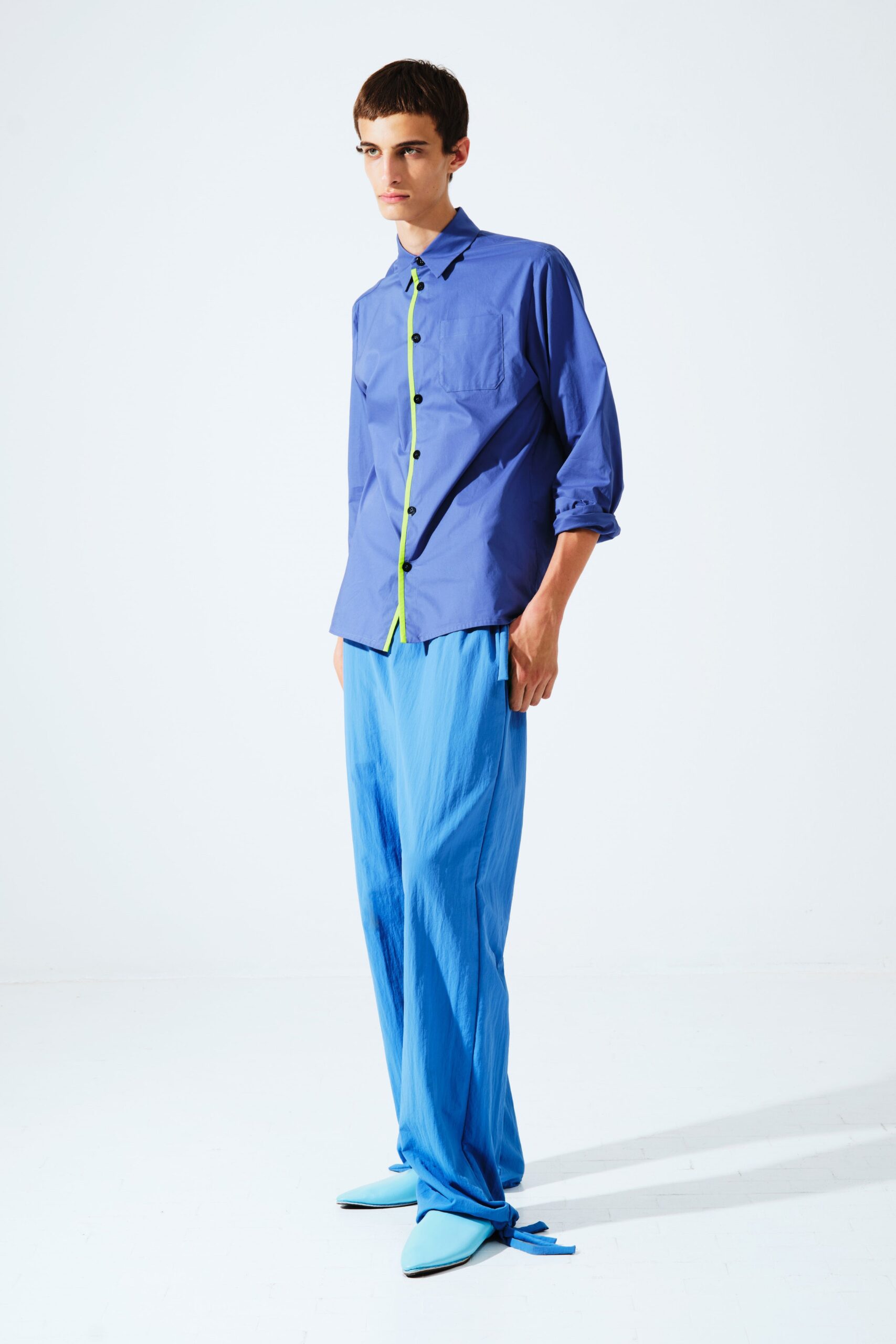 blue relaxed shirt and pants