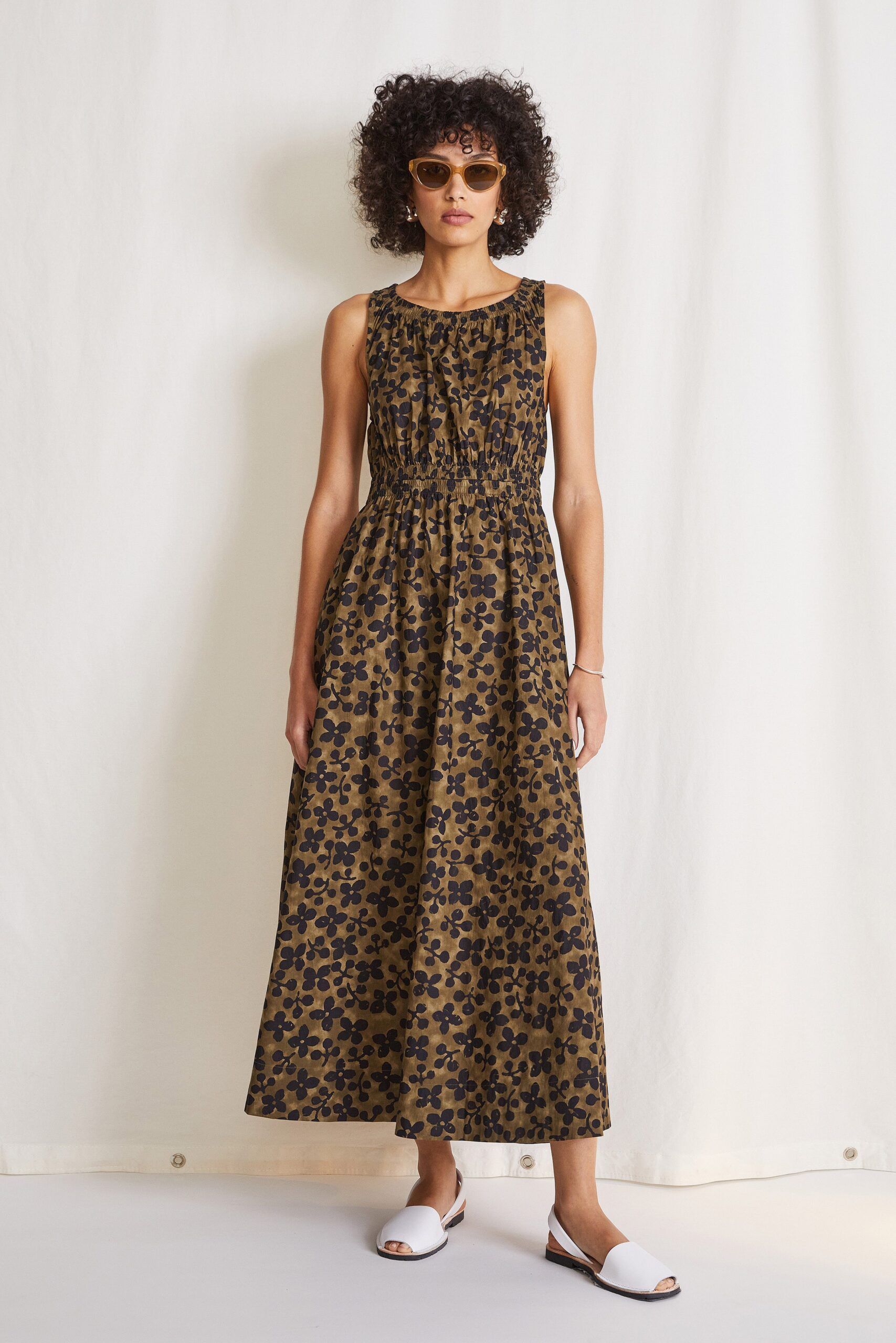 brown floral maxi dress