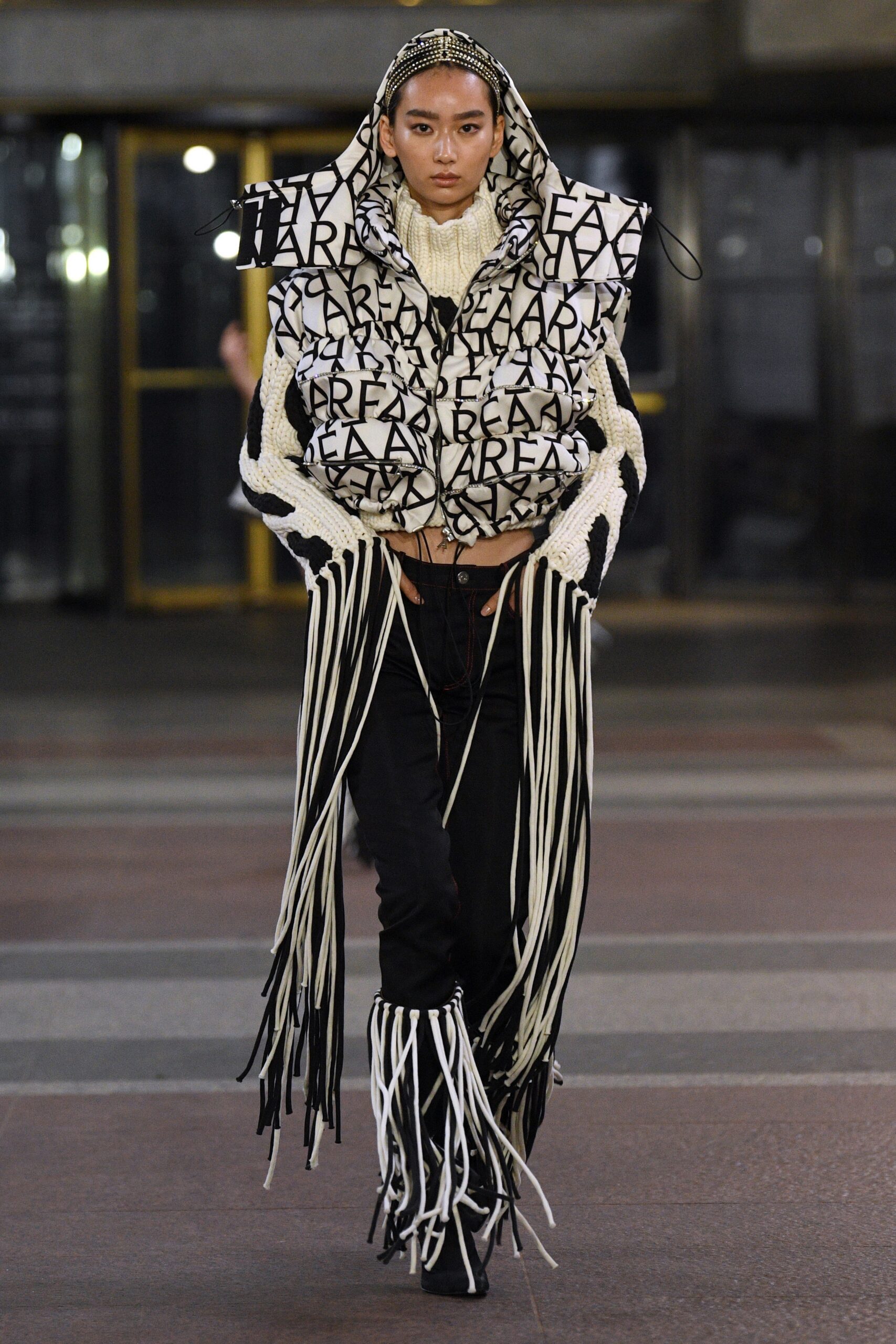 black and white fringed jacket