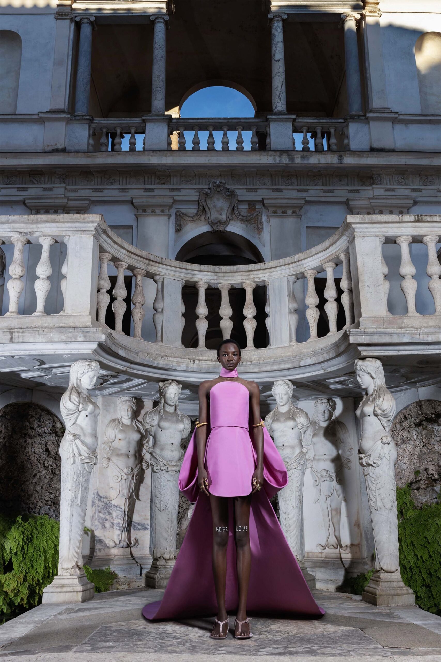 fitted pink silk gown