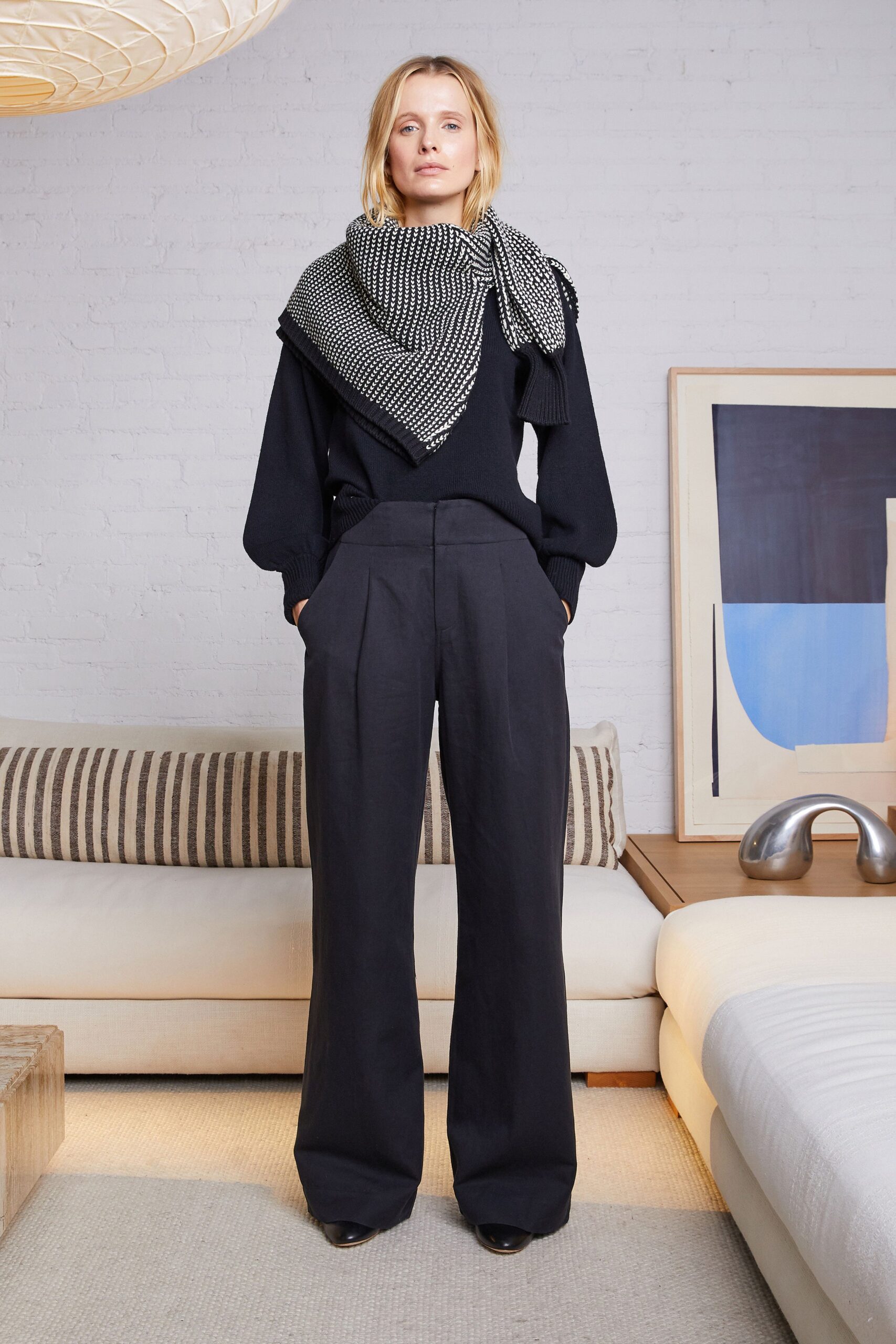 black relaxed sweater and pants