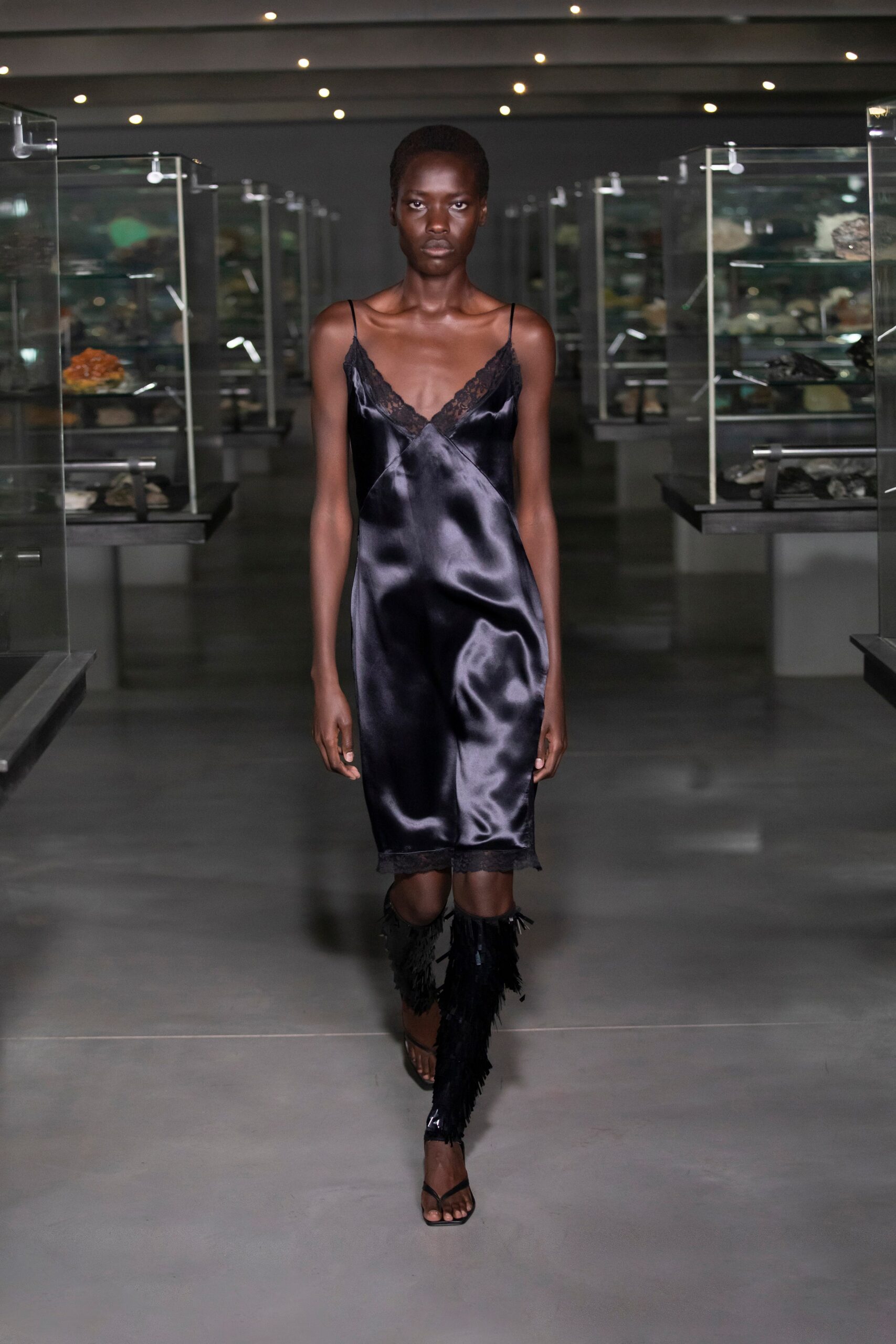 black silk sleeveless dress