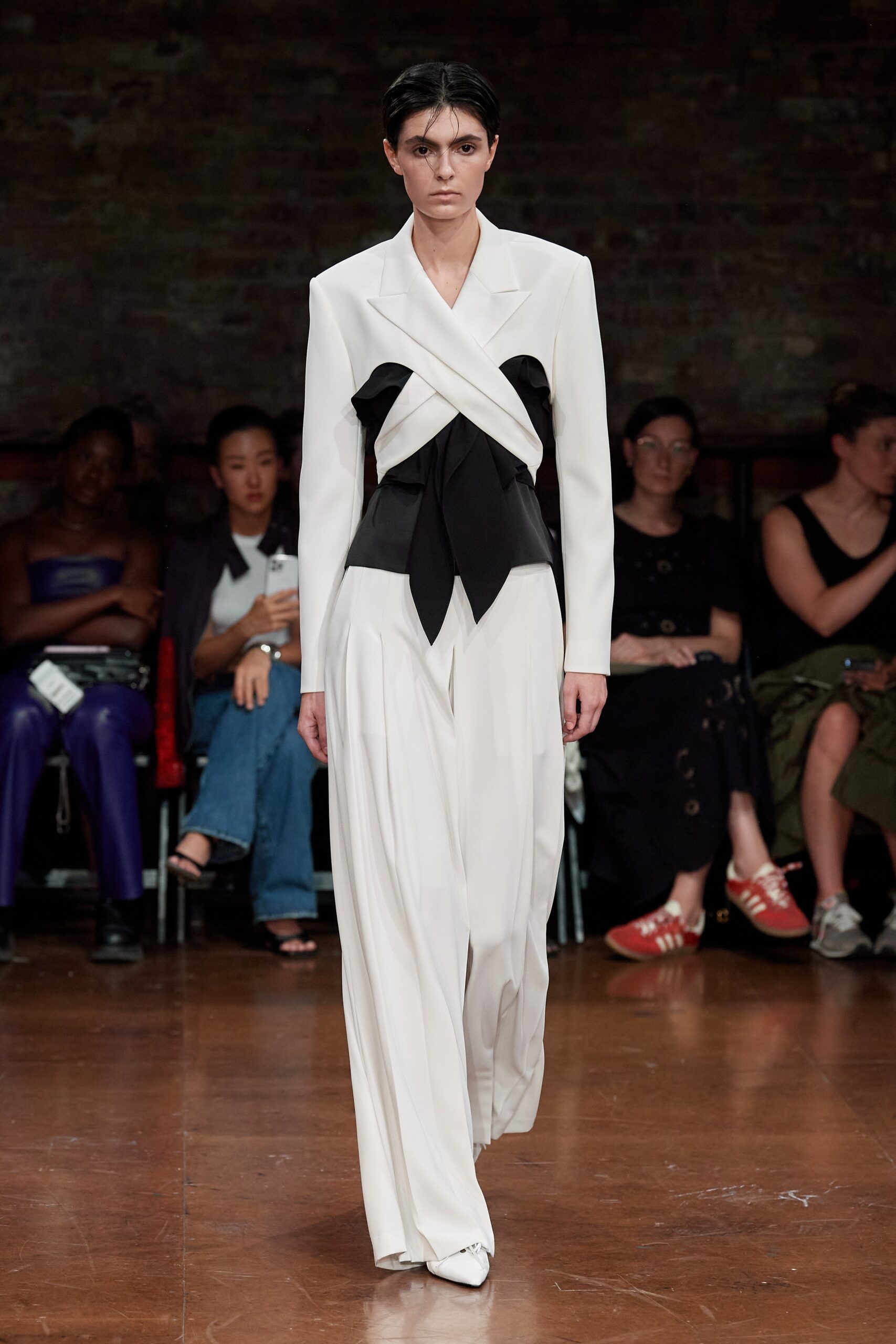 white and black tailored suit
