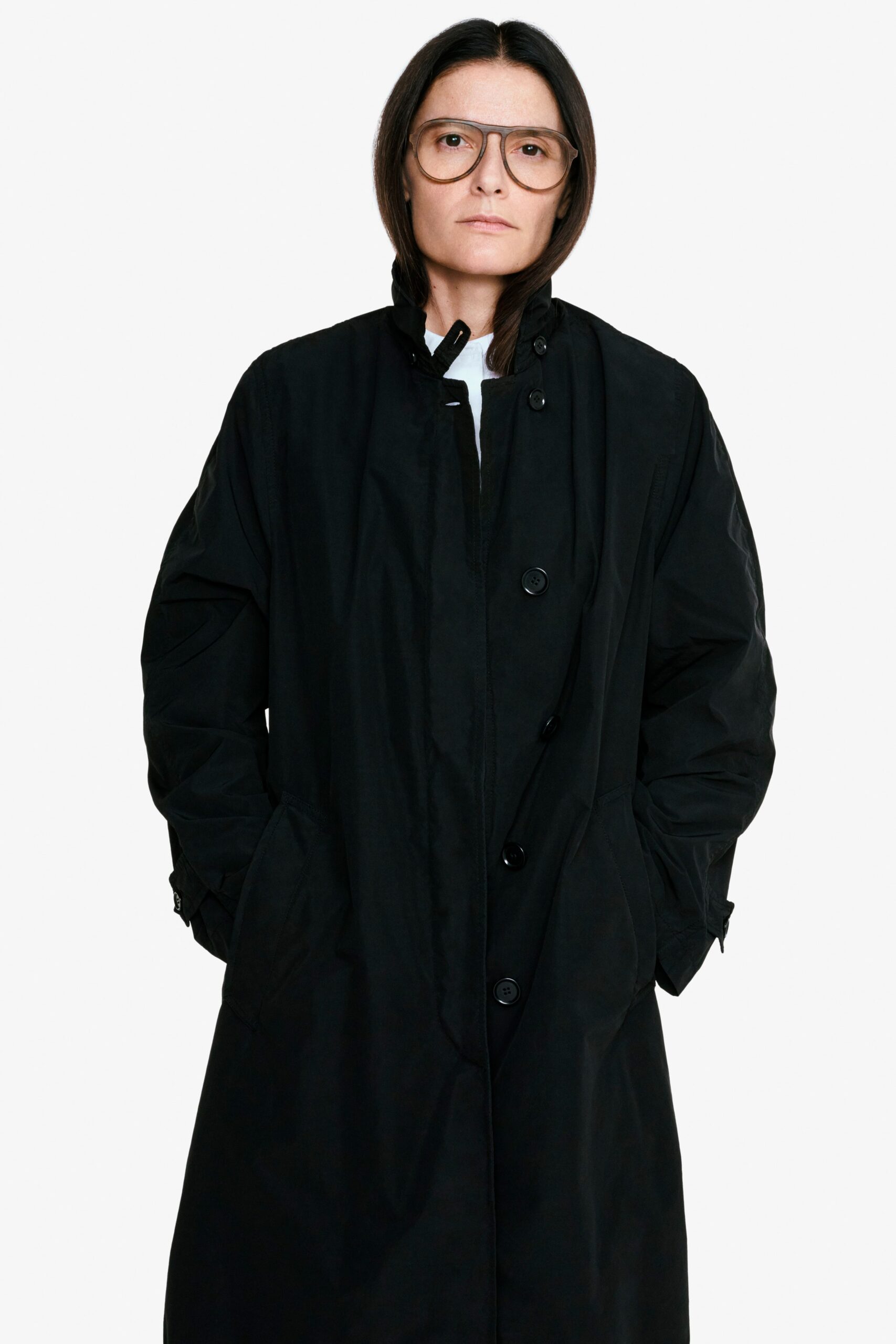 black relaxed cotton coat