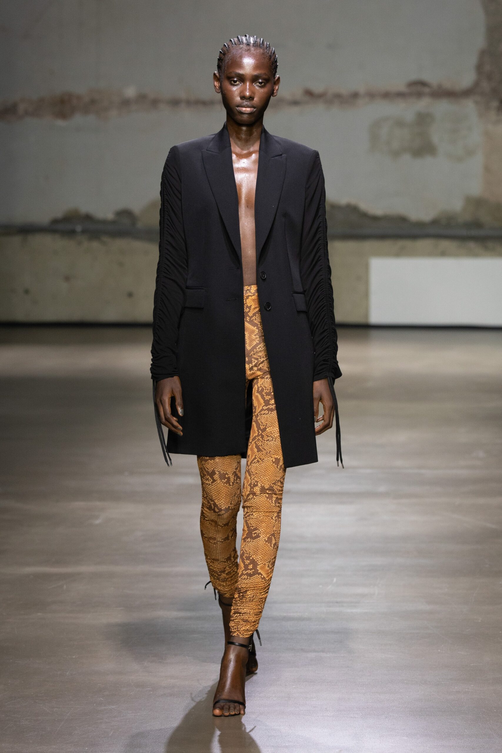 orange cotton fitted printed pants