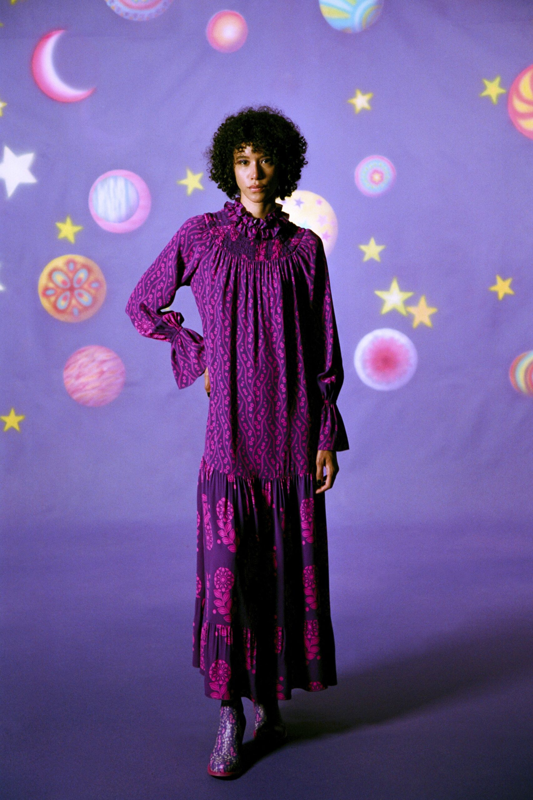 purple and pink relaxed maxi dress