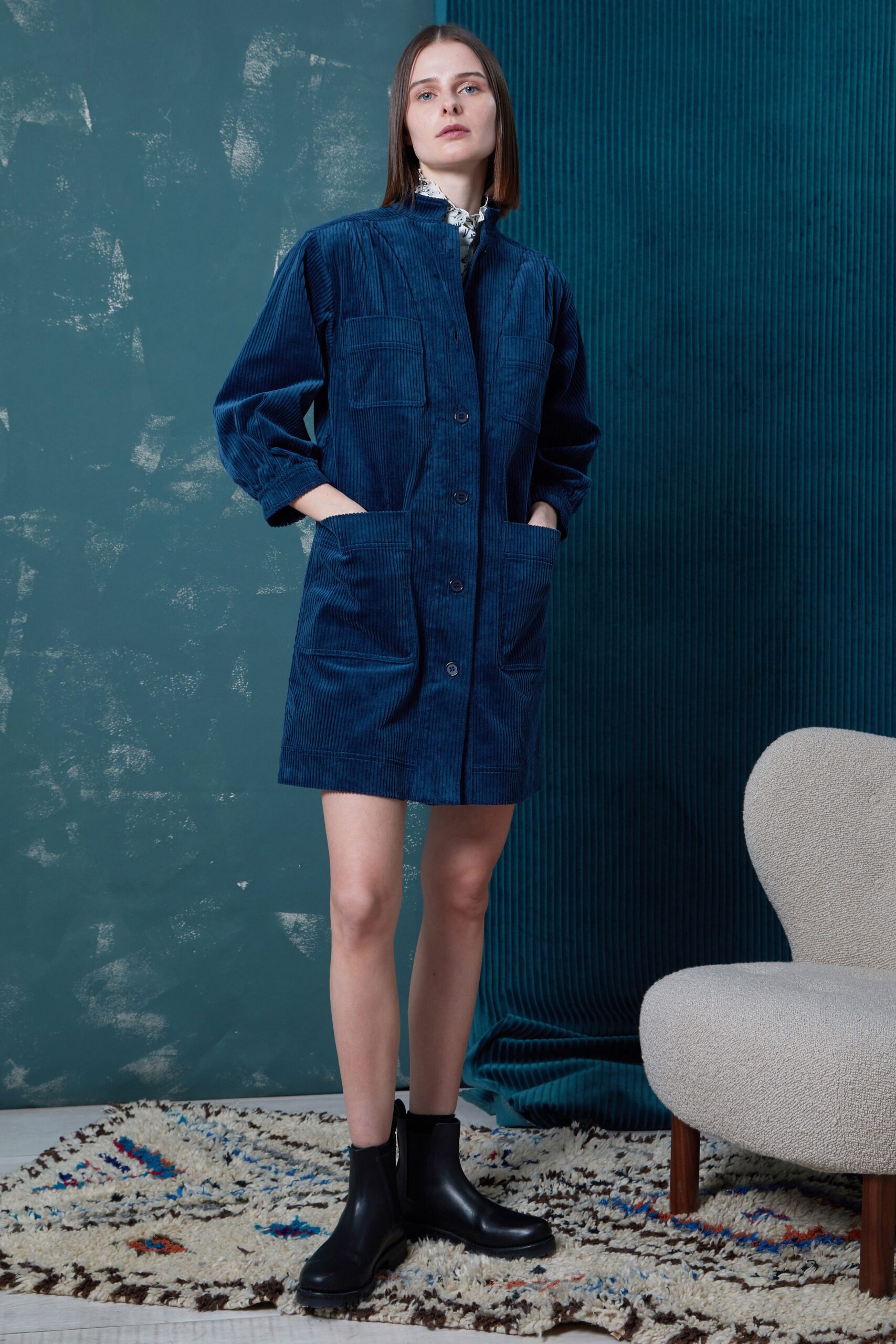 blue cotton relaxed dress