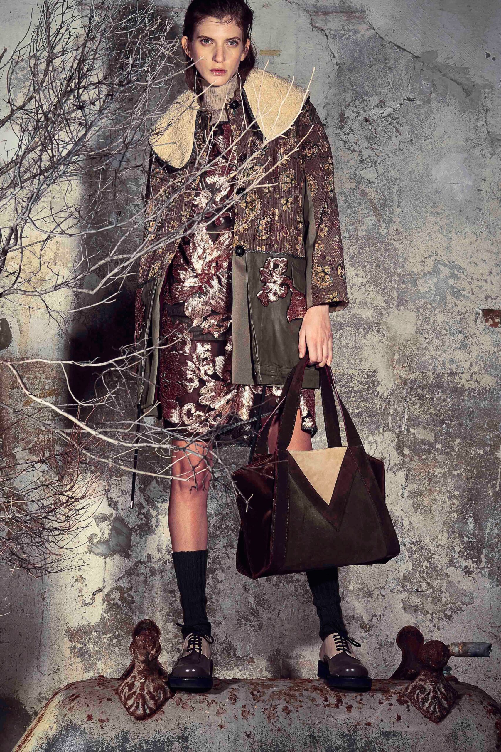 floral mini dress with coat