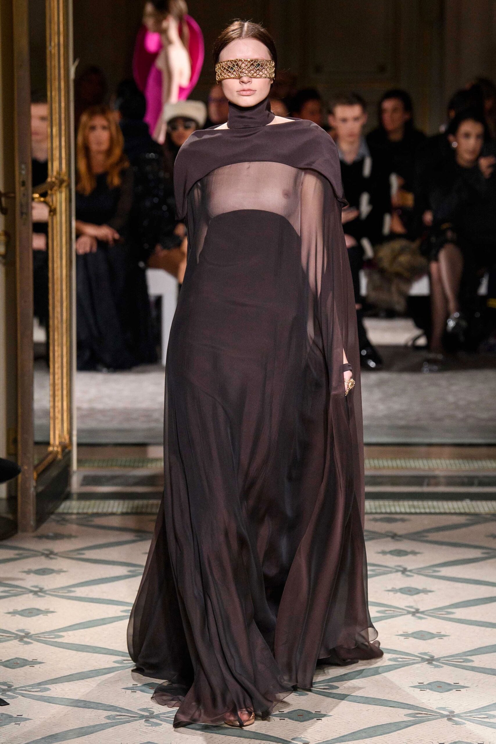 black silk sheer gown