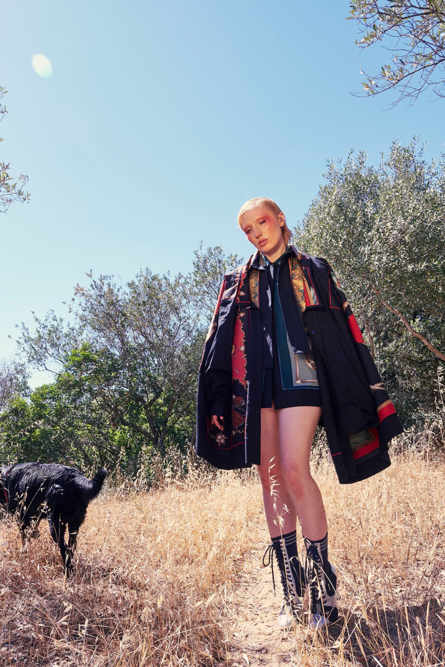 relaxed black coat with fitted top