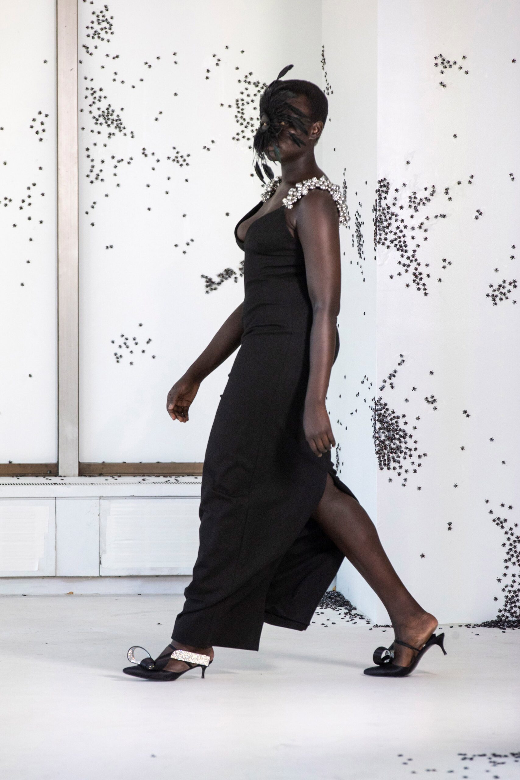black fitted maxi dress