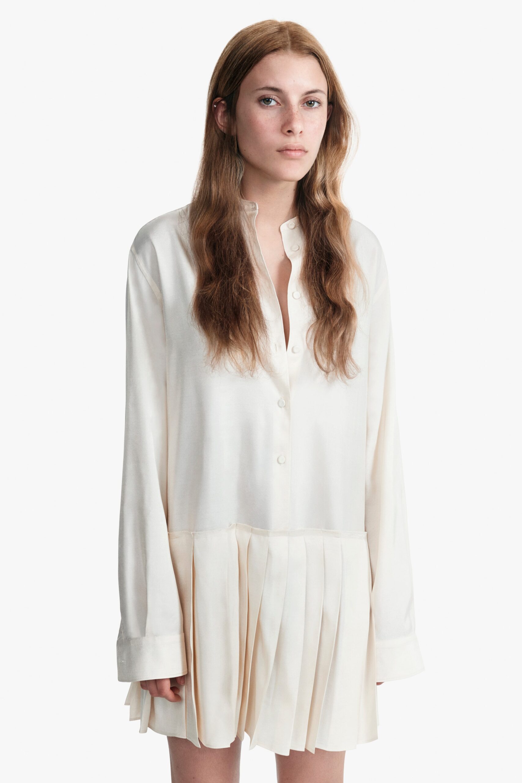 white silk relaxed dress