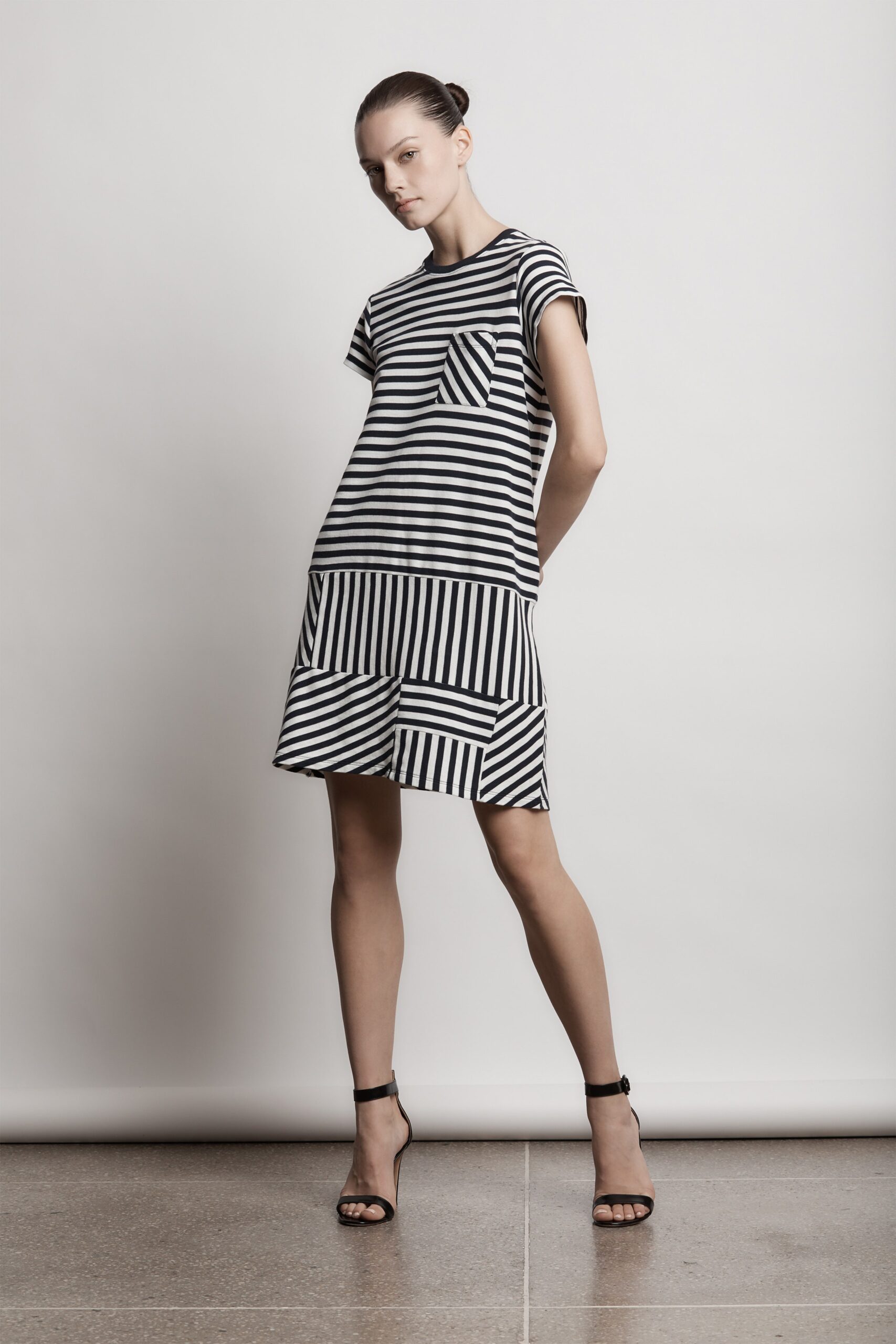black and white striped mini dress