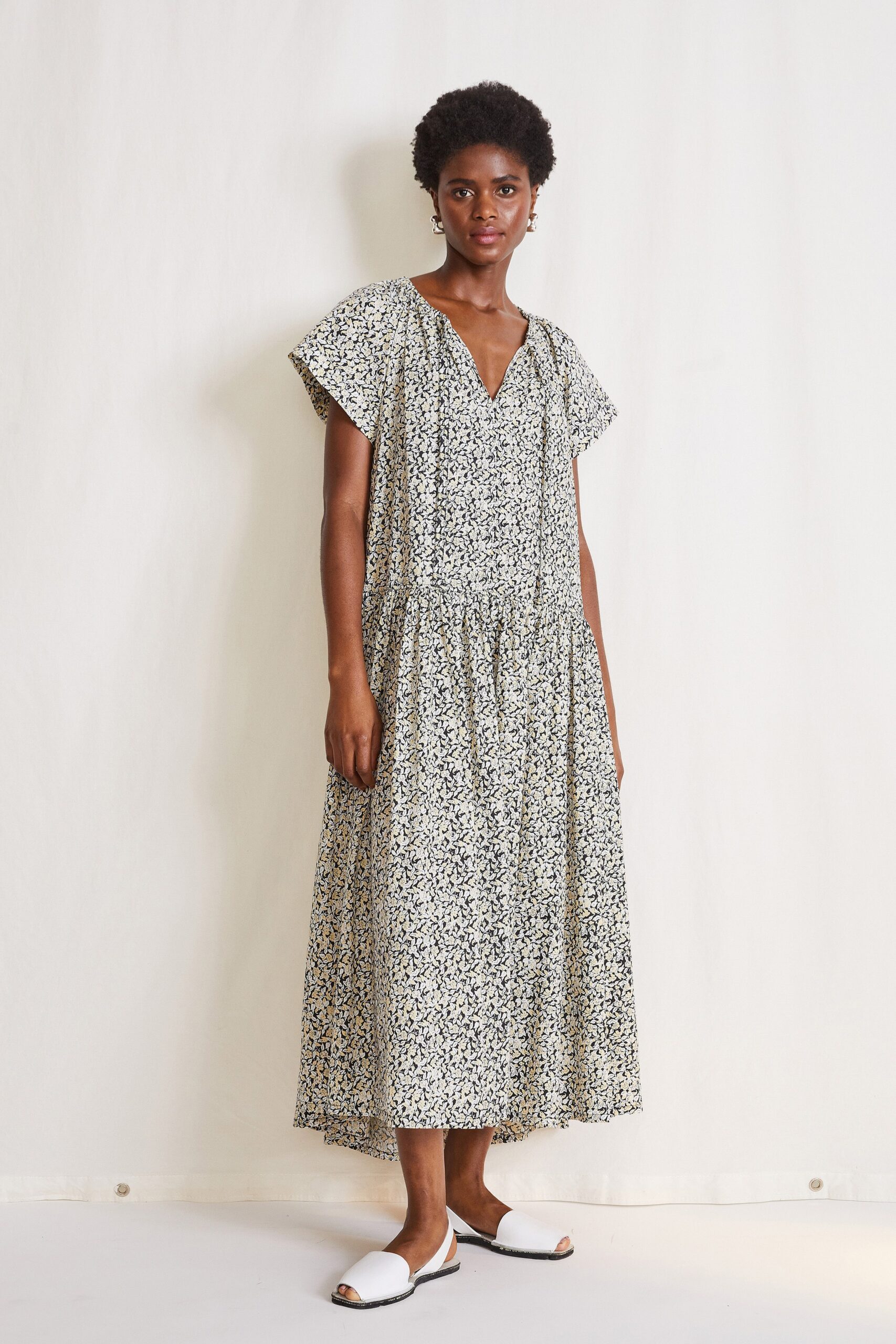 relaxed printed midi dress