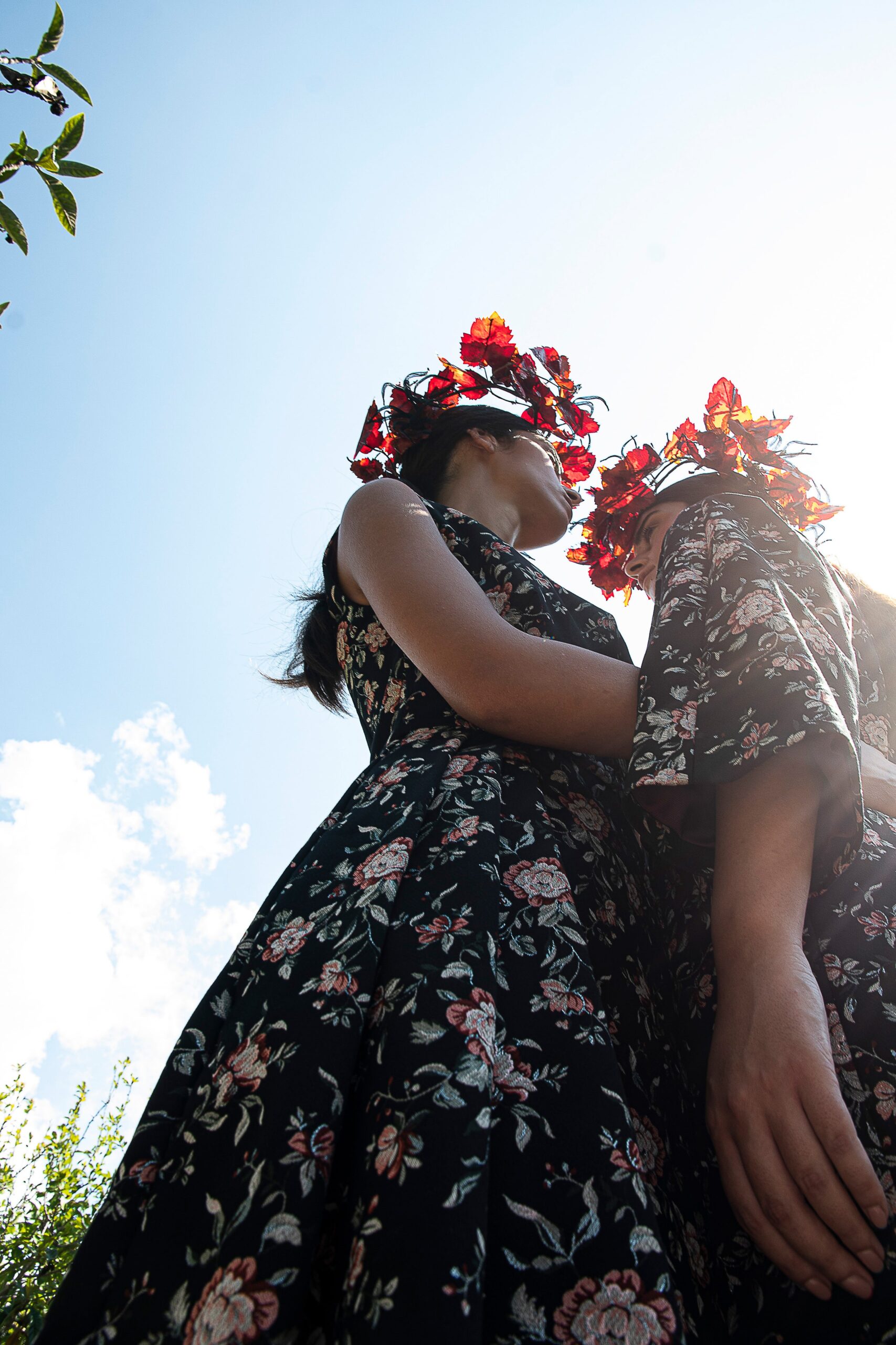 black floral midi dress
