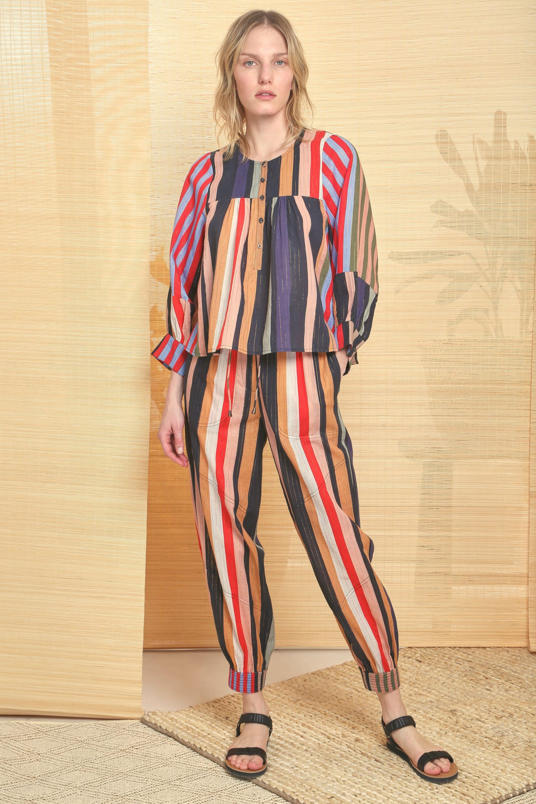 striped relaxed top and pants