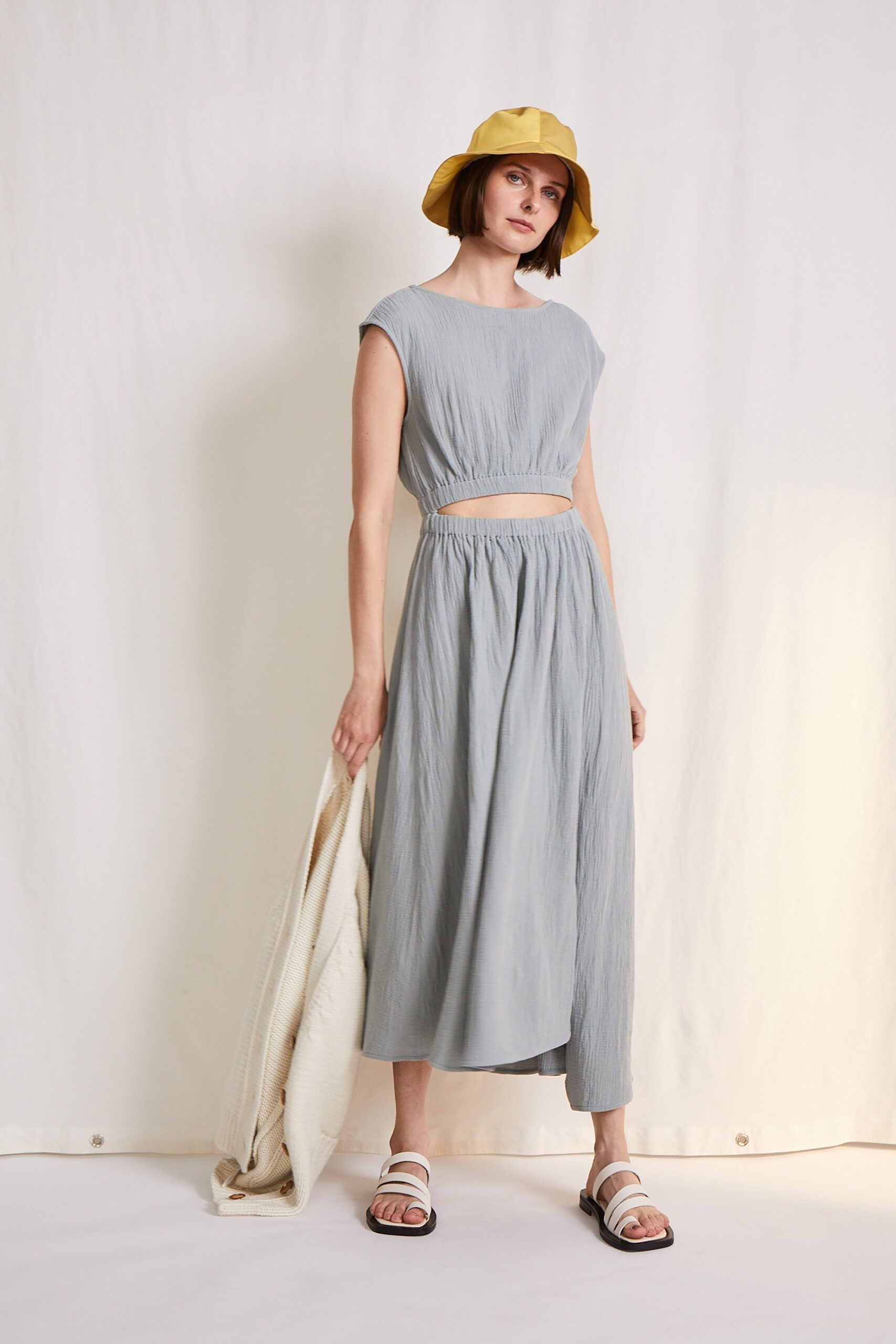 gray relaxed tiered dress