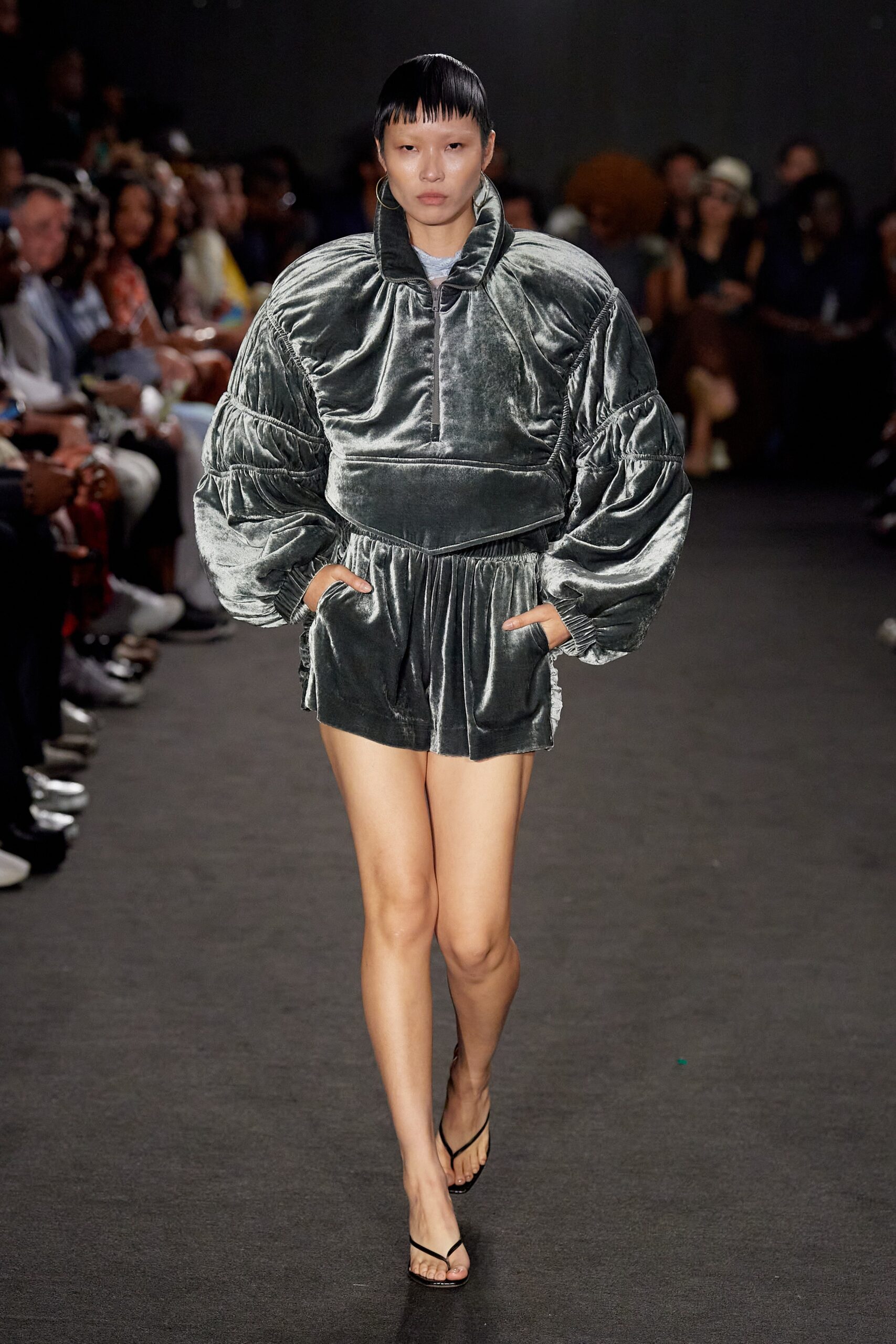 gray velvet fitted romper