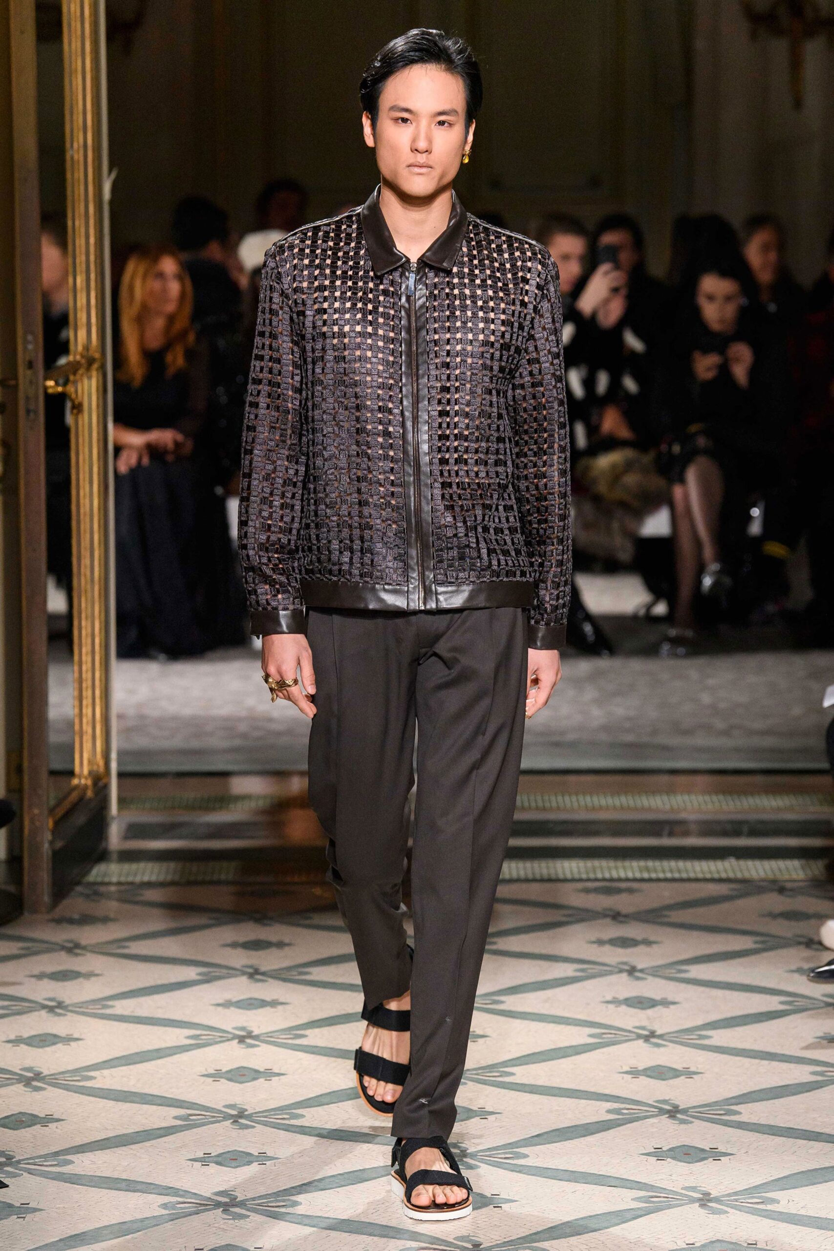 black leather jacket and pants