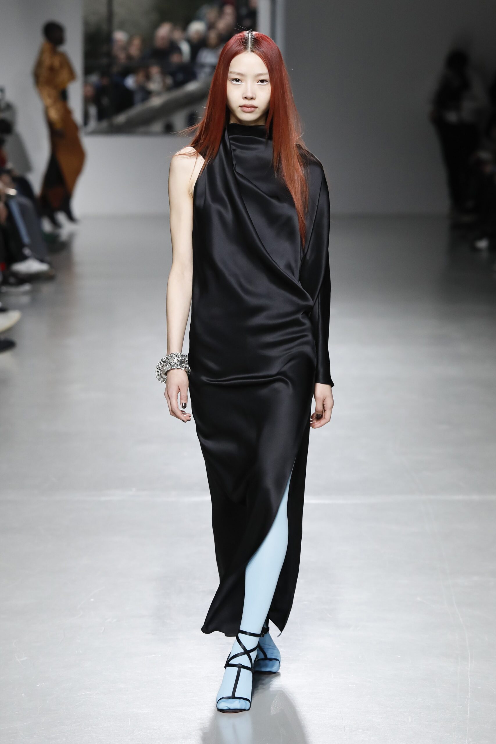 black silk sleeveless dress