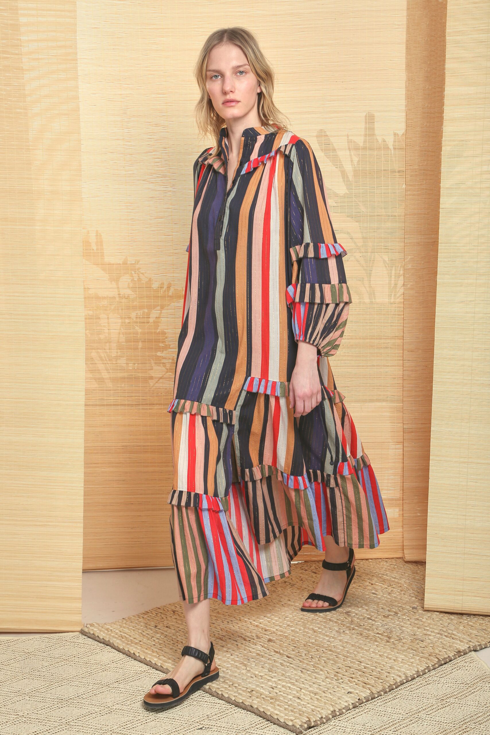 multi-colored relaxed tiered dress